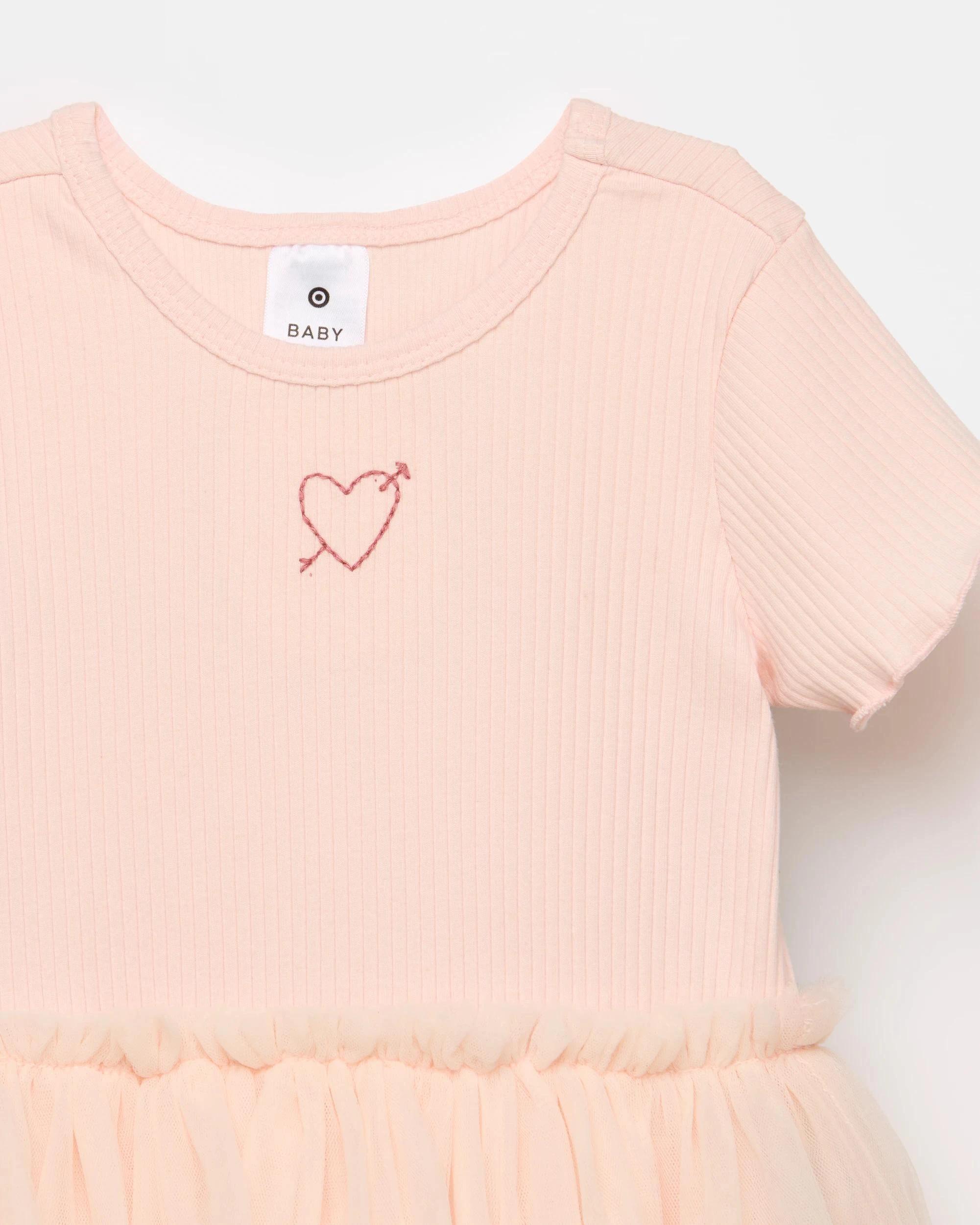 2 Target Baby Baby Rib Tulle Bodysuit Dress PINK, 2 of 2