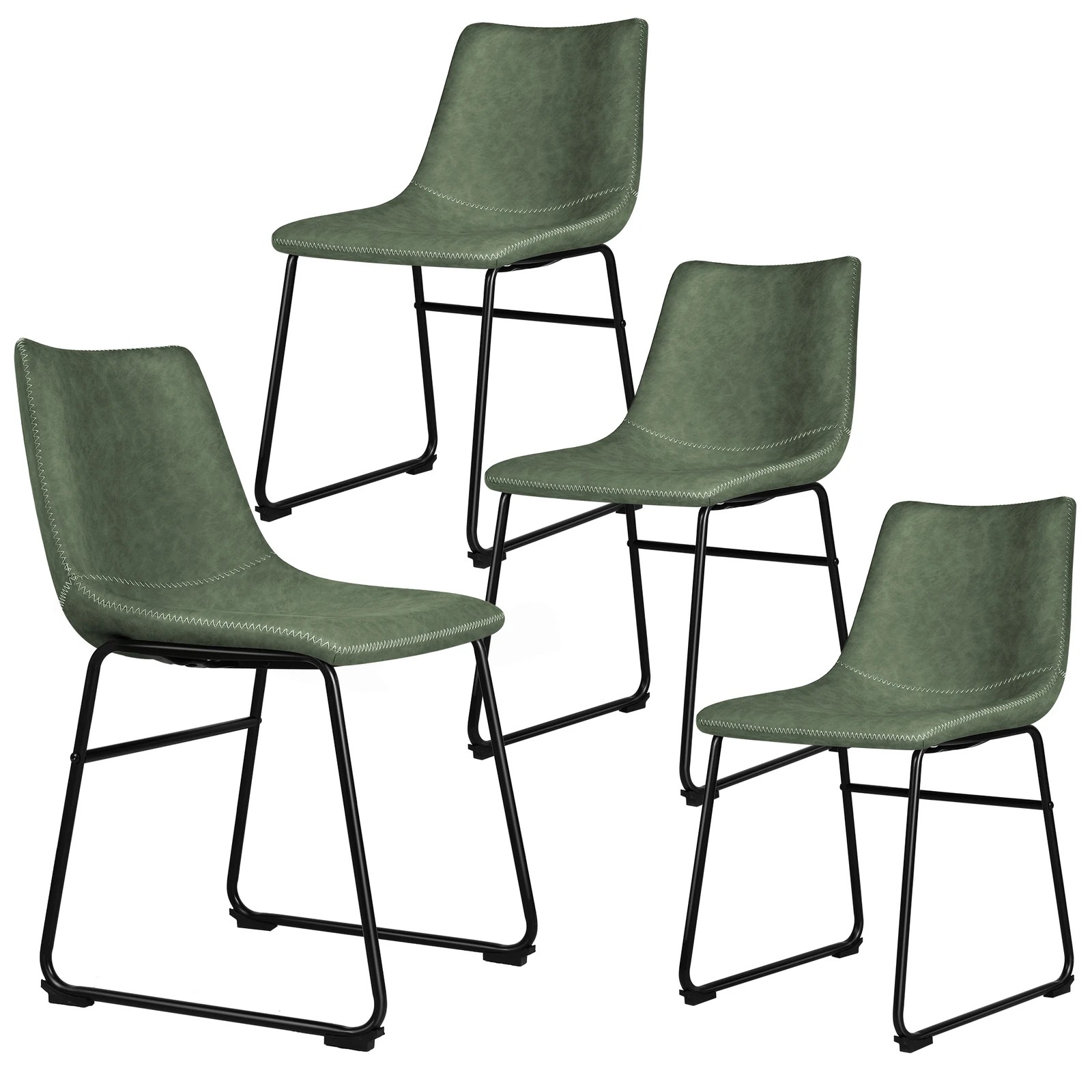 1 Alfordson 4x Dining Chairs Kitchen Lounge Cafe Seat Retro PU Leather - Green, 1 of 8