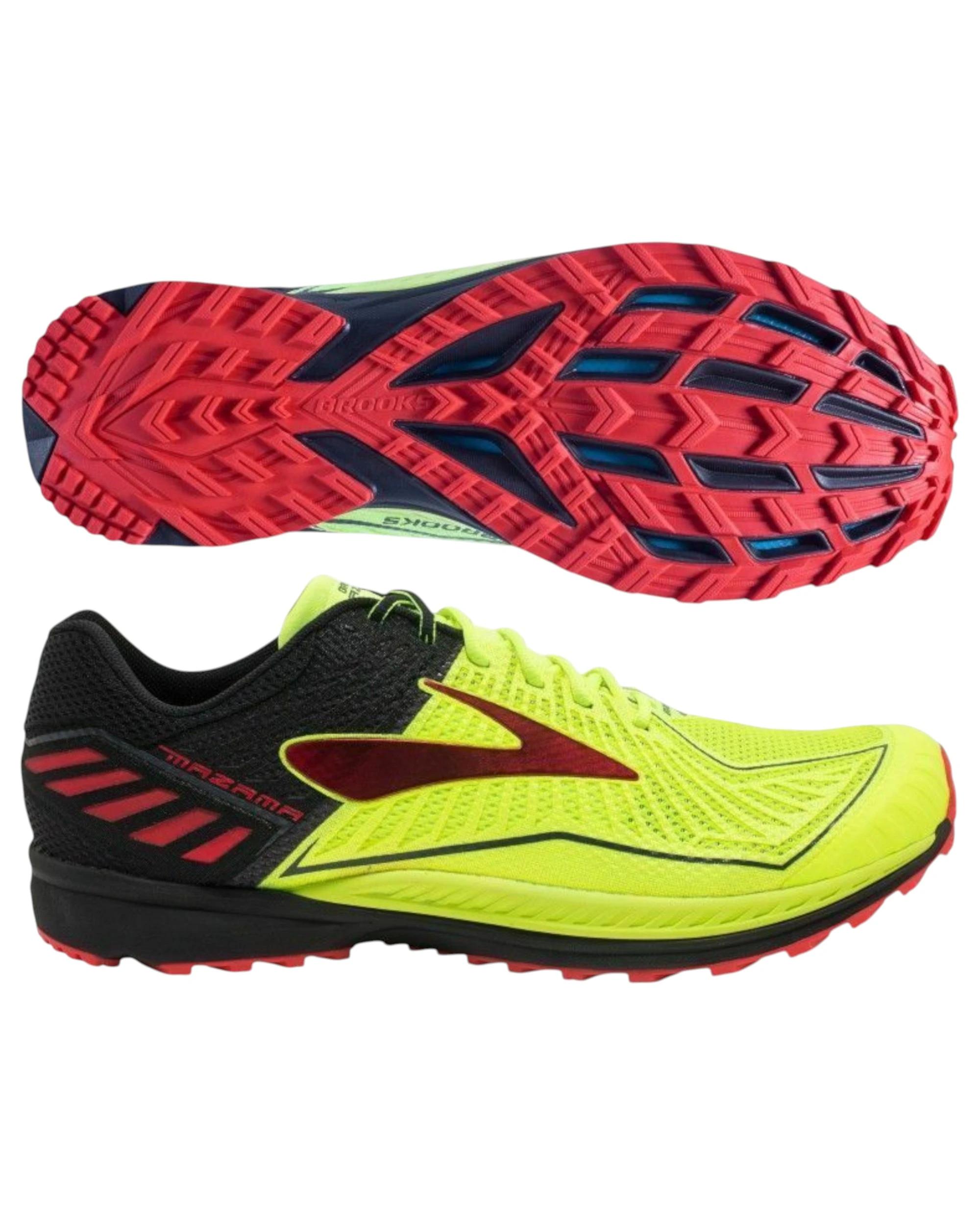 5 Brooks Mens Mazama Trail Runners Shoes BLACK/RED/YELLOW, 5 of 6