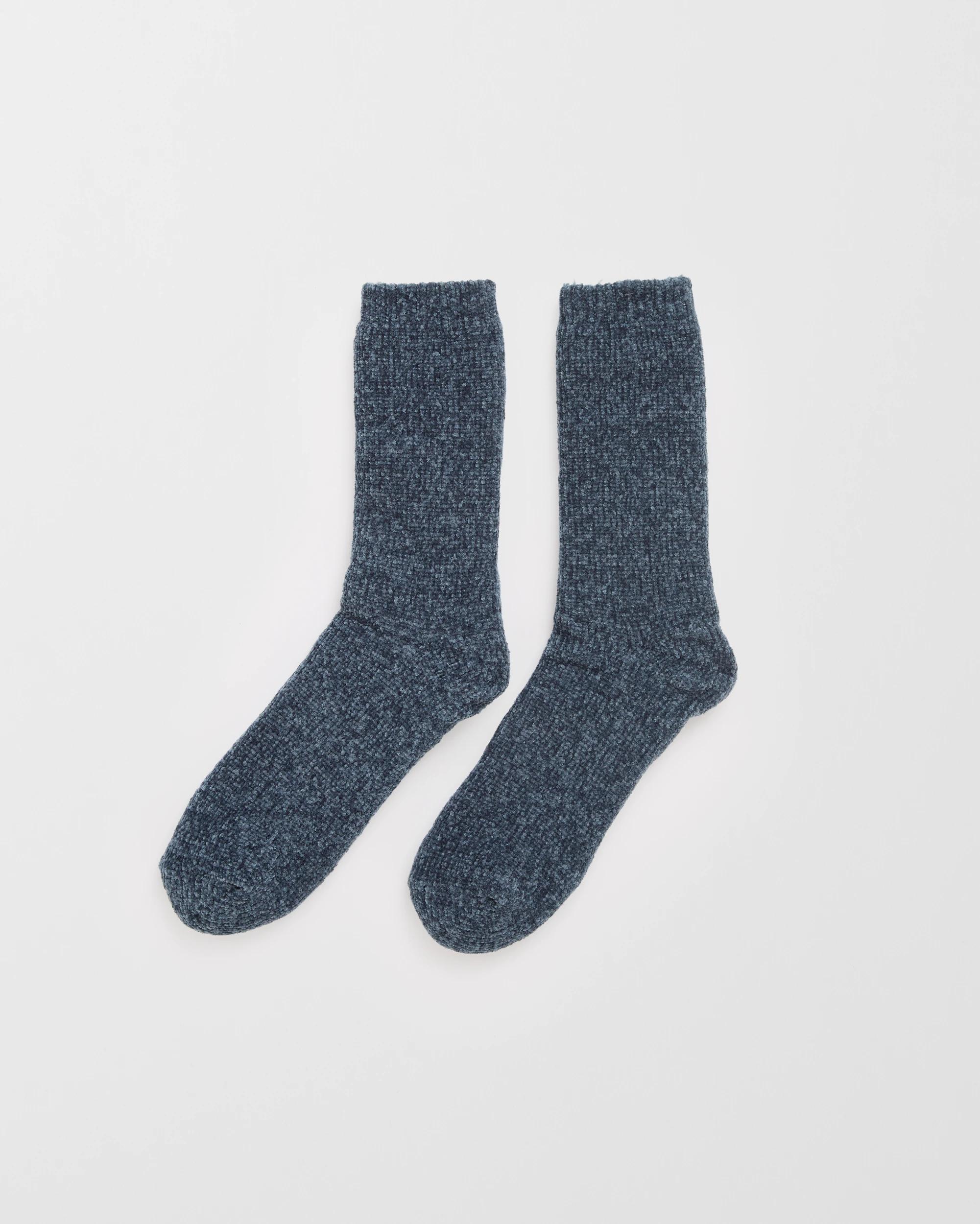 1 Target Woman Chenille Home Crew Socks GREY, 1 of 3