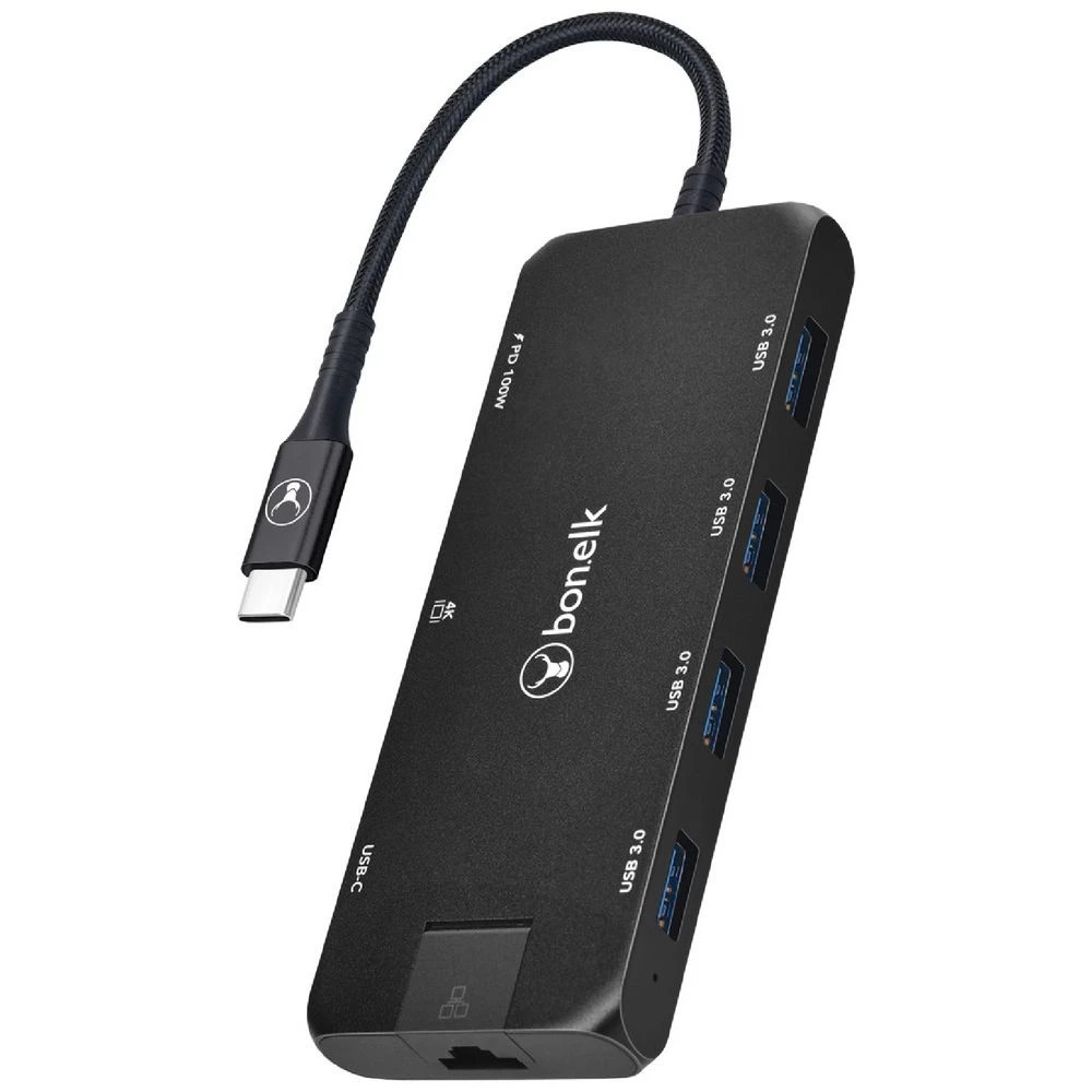 1 Bonelk Long-Life USB-C 8-in-1 Multiport Slim Hub Black, 1 of 7