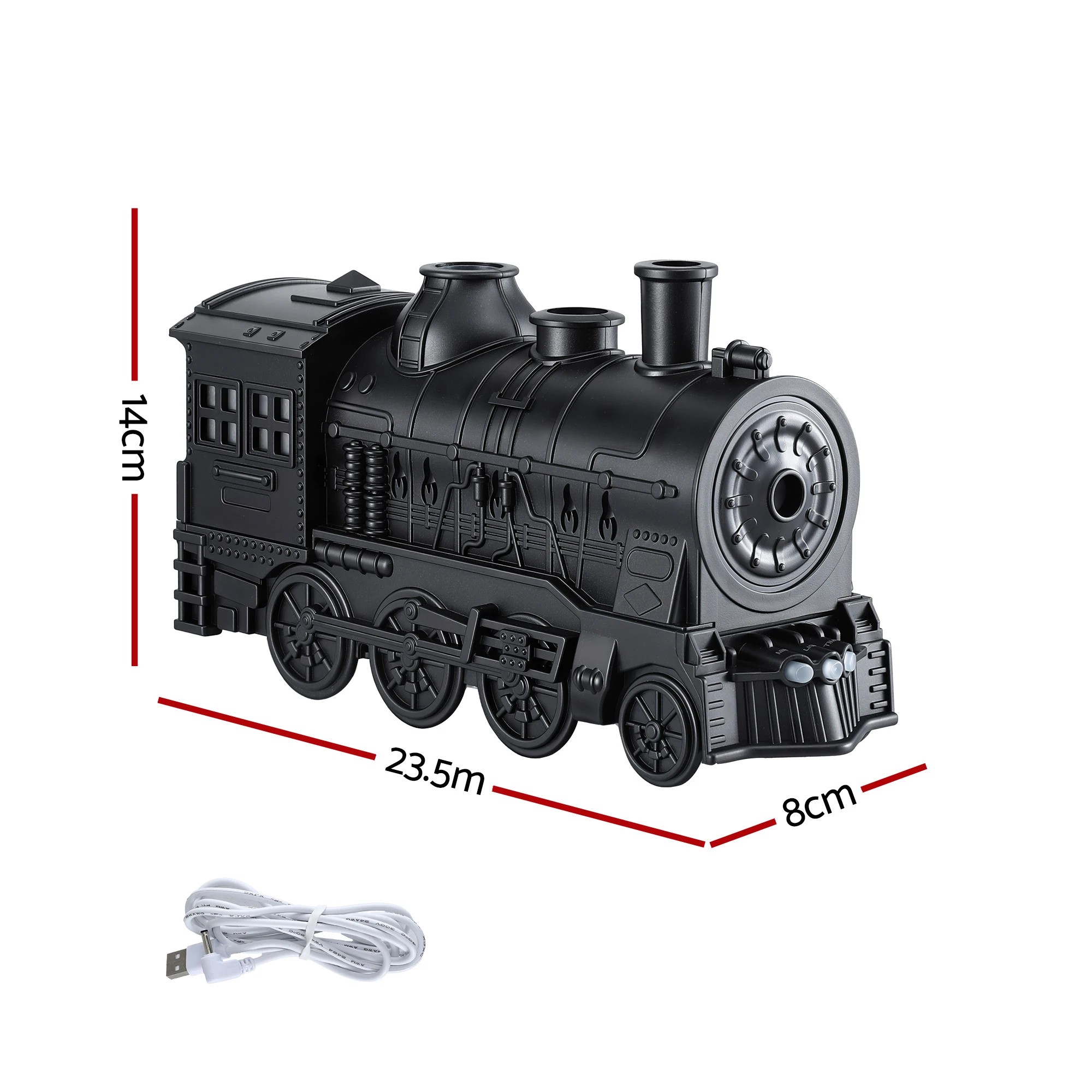 1 Devanti Train Aroma Diffuser Essential Oil Humidifier 300ml Smoke Ring LED - Black, 1 of 1