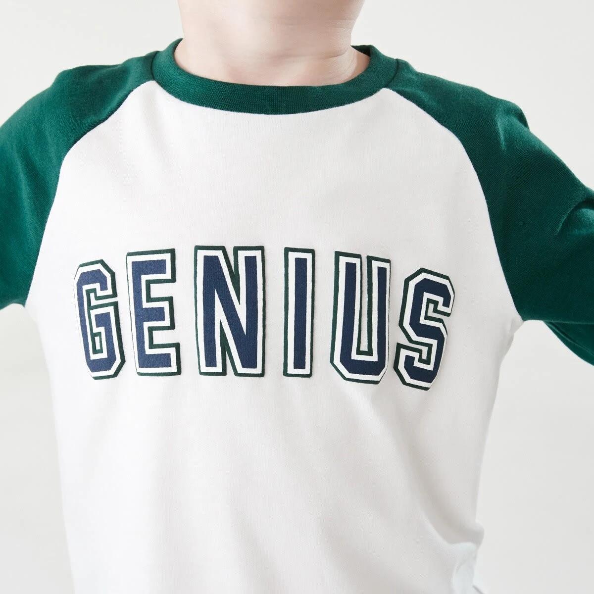 5 Printed Raglan Long Sleeve T-shirt Wht Genius, 5 of 9