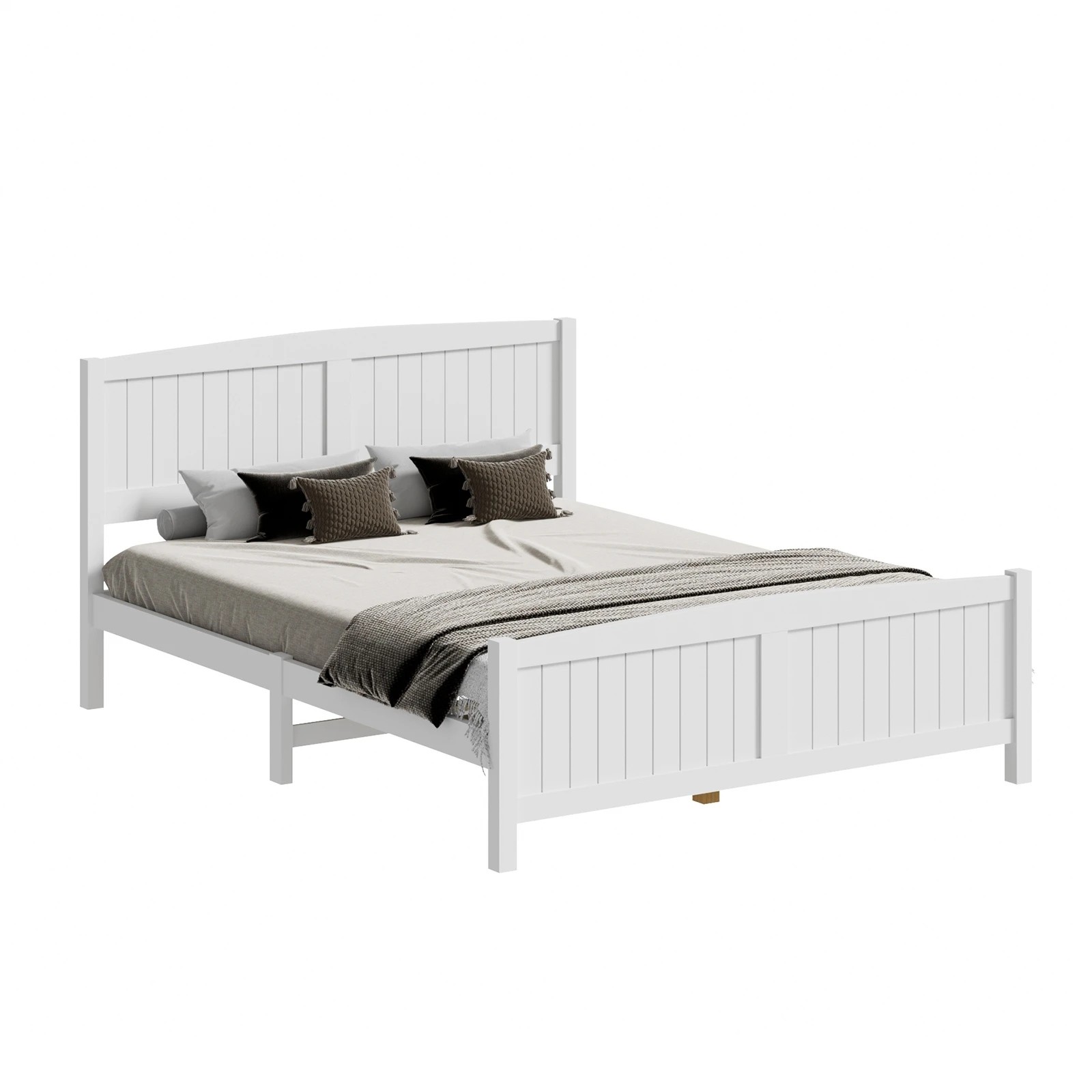 1 Oikiture Bed Frame Queen Size Wooden Base Timber Platform
 - White, 1 of 10