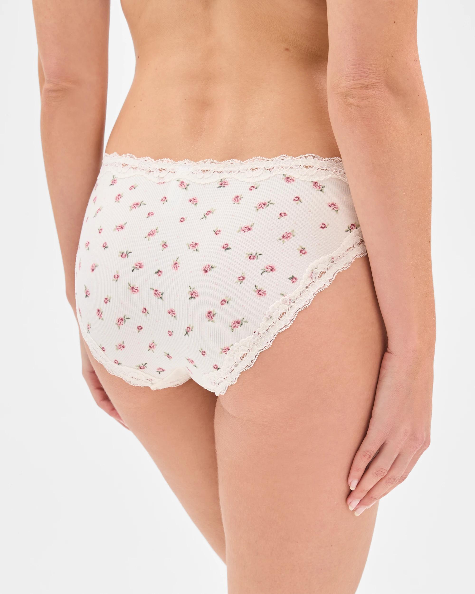 4 Target Woman Australian Cotton Blend & Lace 3 Pack Bikini Briefs ROSE DITSY FLORAL PRINT/FOXGLOVE/HAWTHORN ROSE, 4 of 4