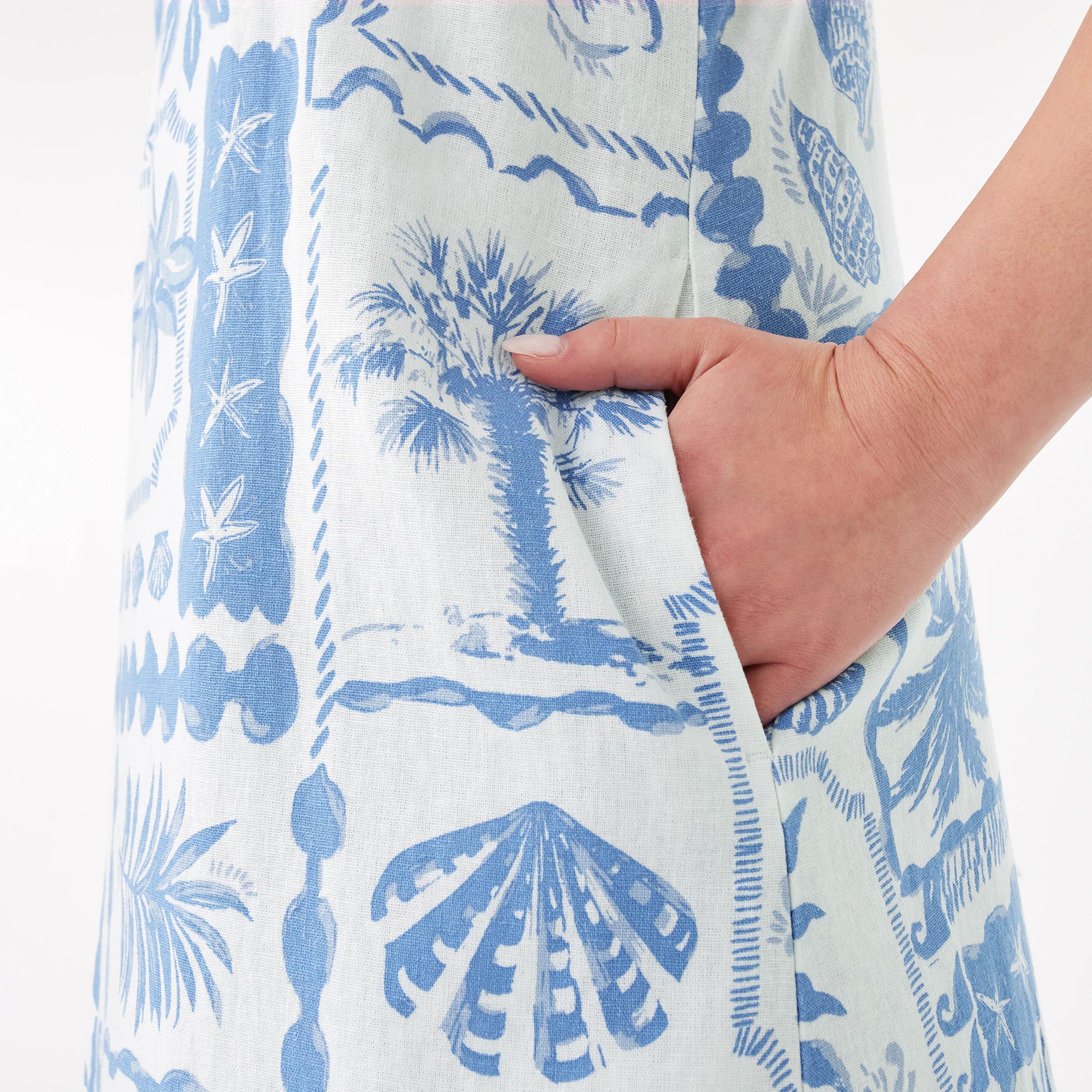 6 Sleeveless V-Neck Linen Blend Midi Dress Pcard Blue, 6 of 9