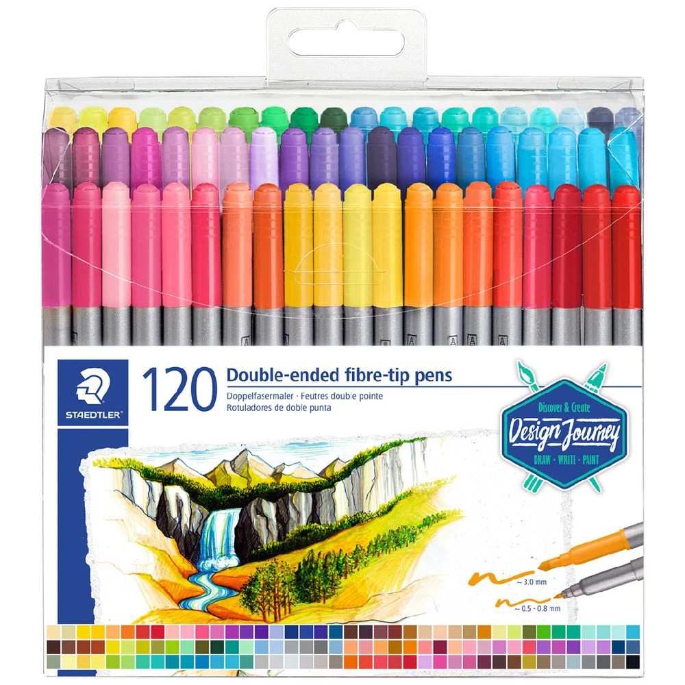 1 Staedtler Double-ended Fibre Tip Pens 120 Pack, 1 of 3