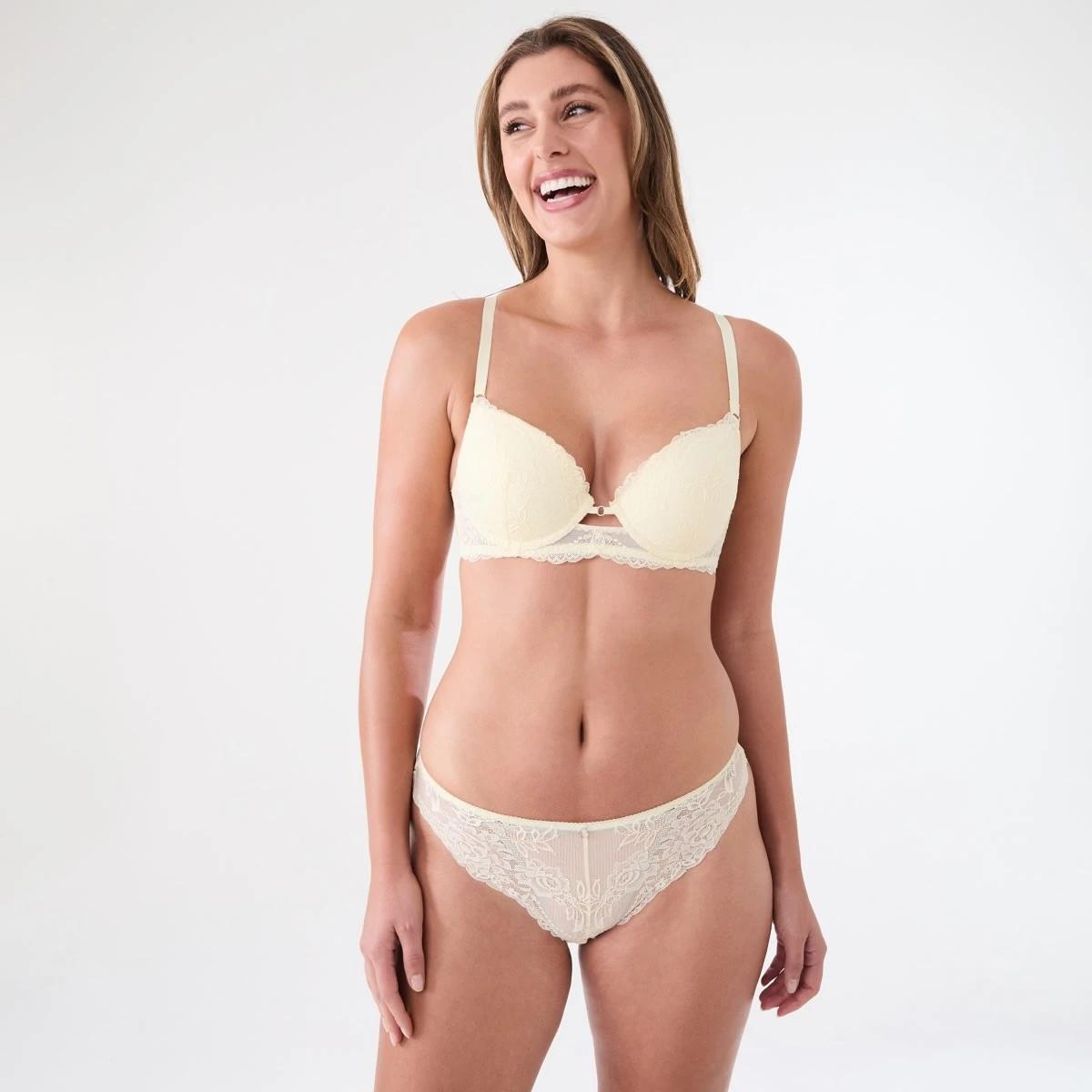 1 Co-ordinated Lace Cheeky Bikini Briefs LEMON ICING, 1 of 4