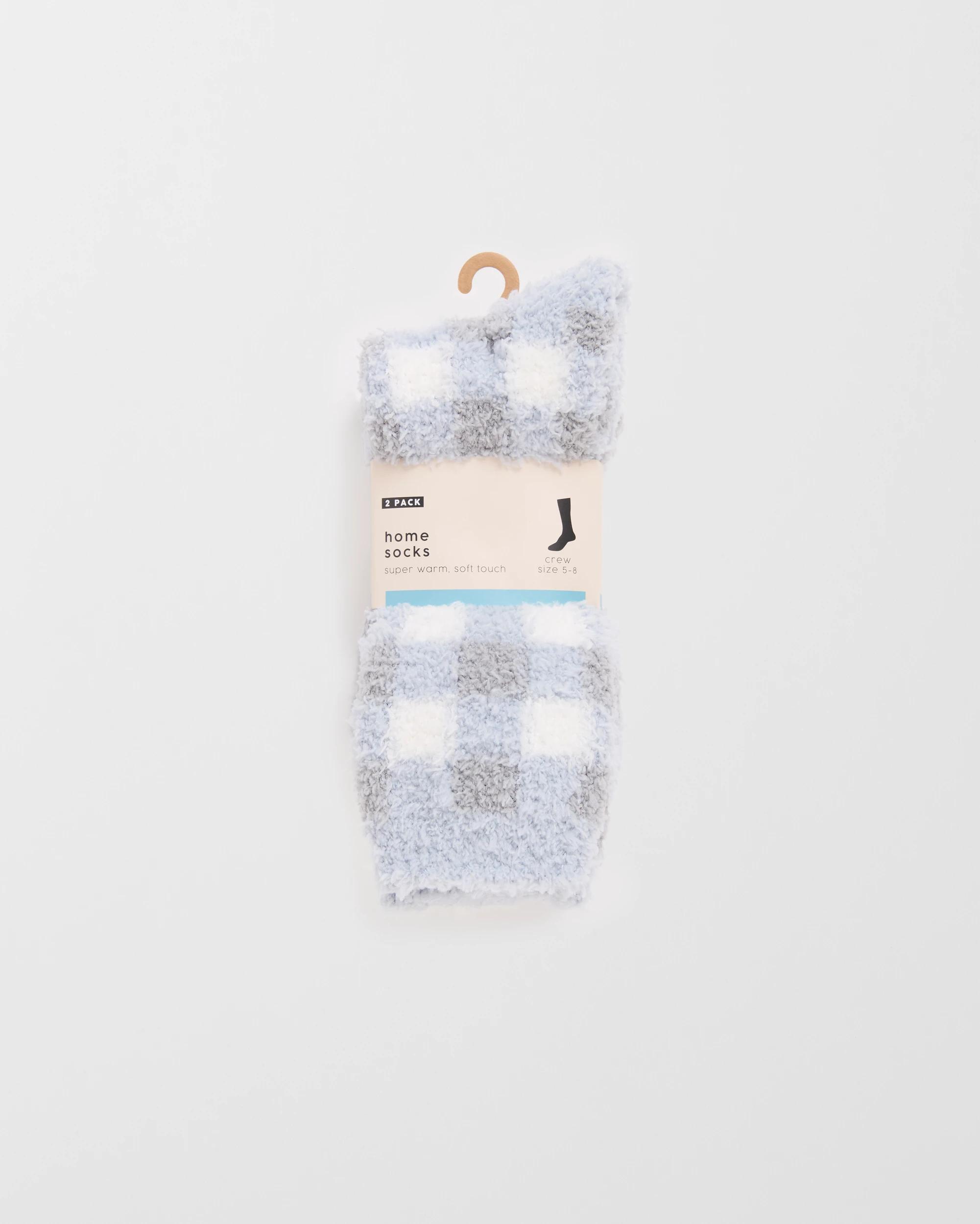 3 Target Woman 2 Pack Cosy Crew Length Home Socks GREY GINGHAM, 3 of 3
