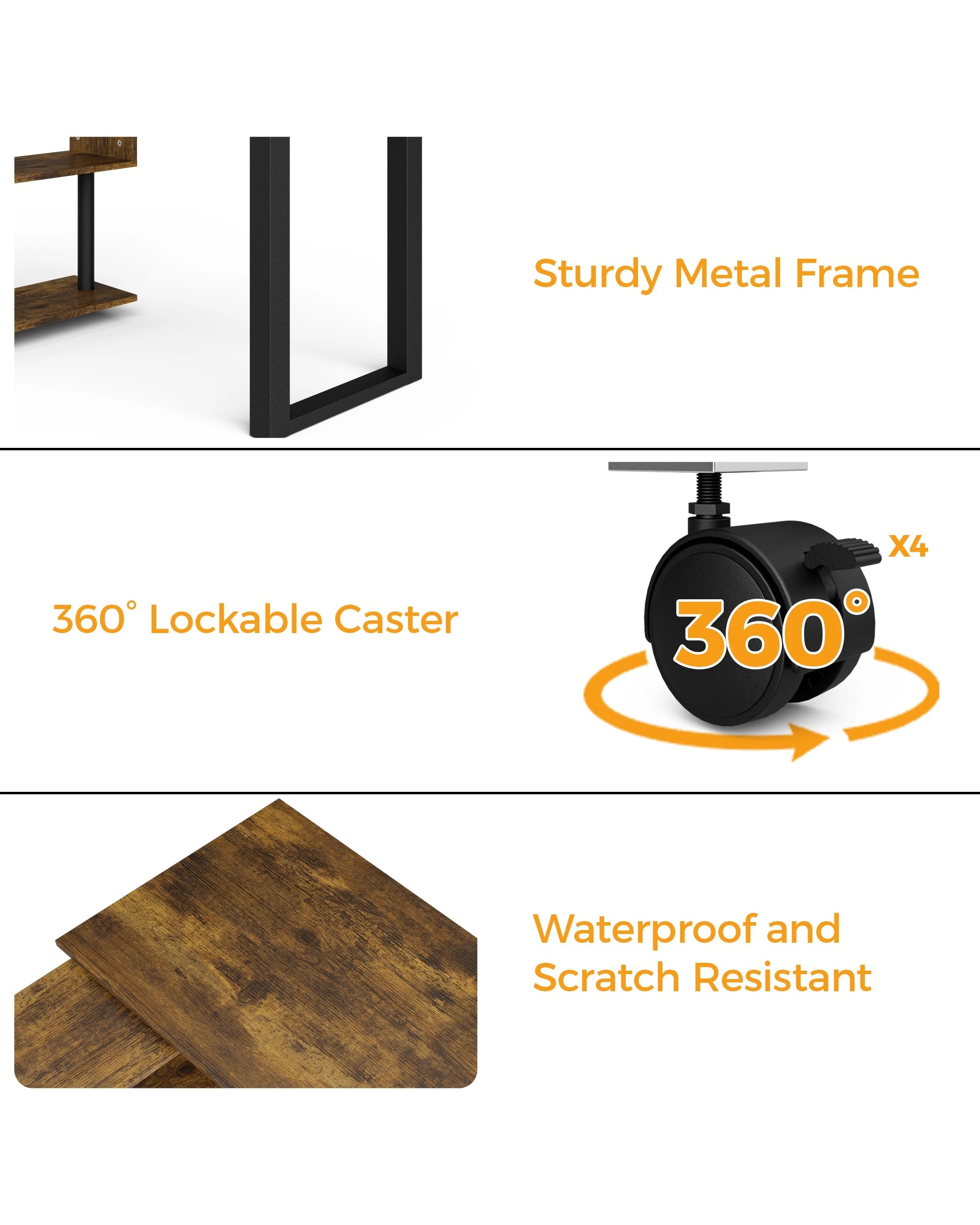 5 Advwin 360° Rotating Computer Desk L-shaped Desk With Bookshelf Corner Desk, 5 of 7