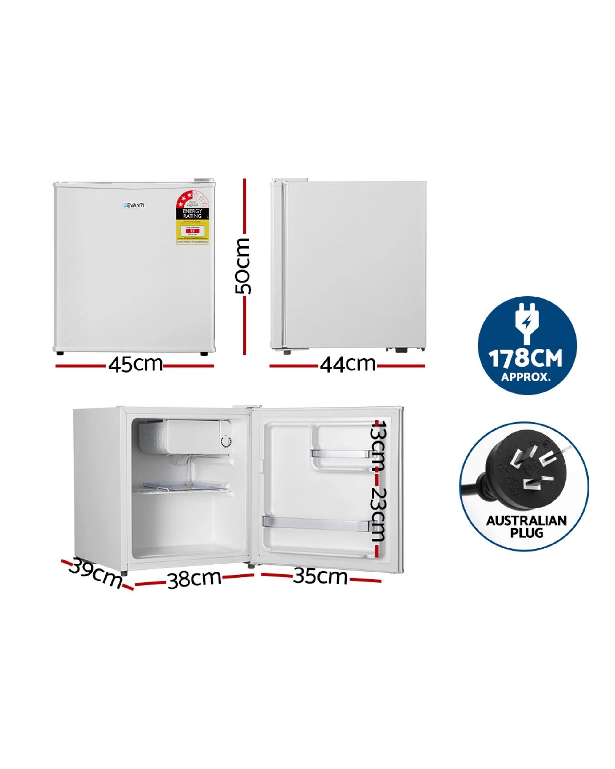 2 Devanti 48l Bar Fridge
 - White, 2 of 3