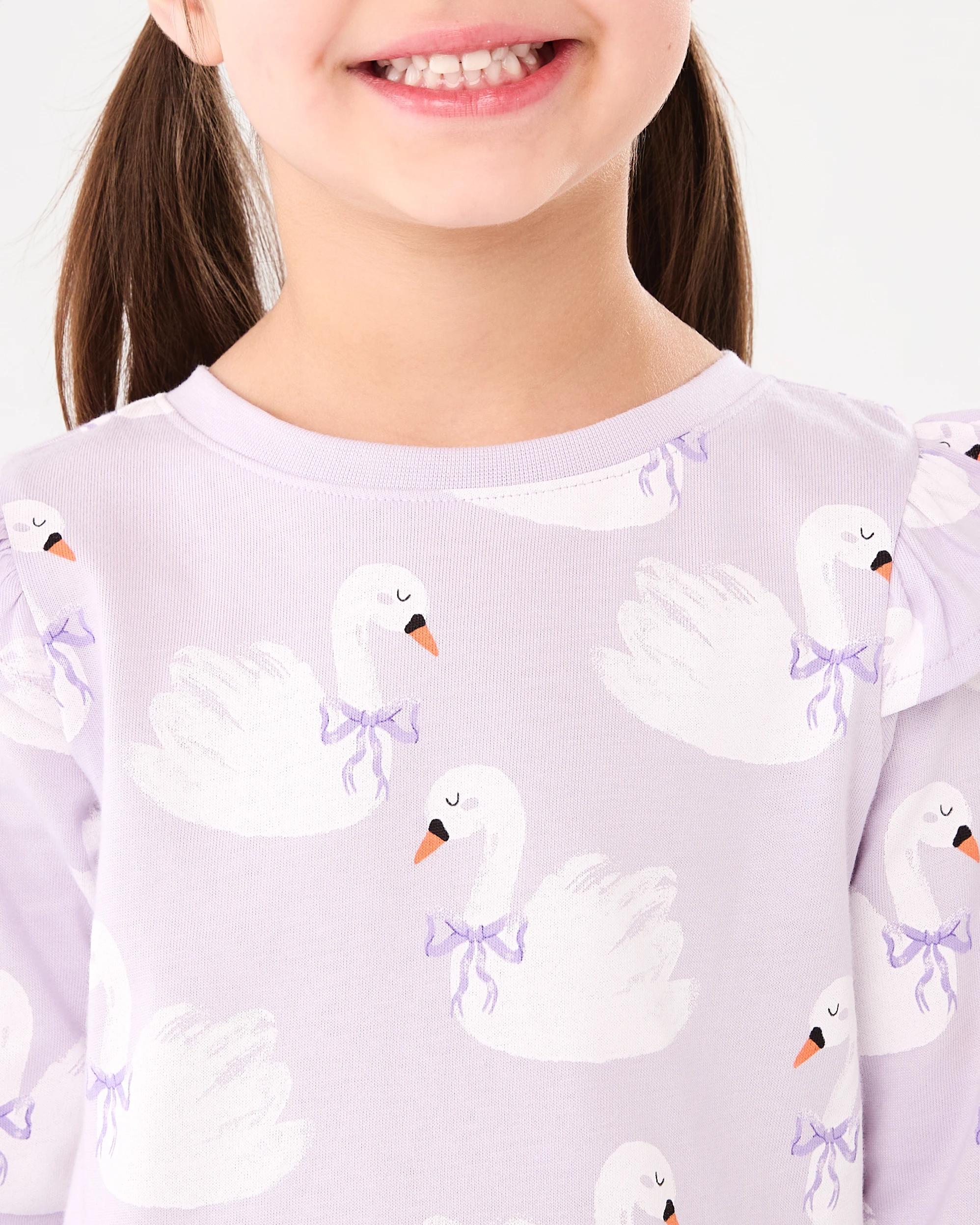 4 Long Sleeve Jersey Dress Prpl Swans, 4 of 9