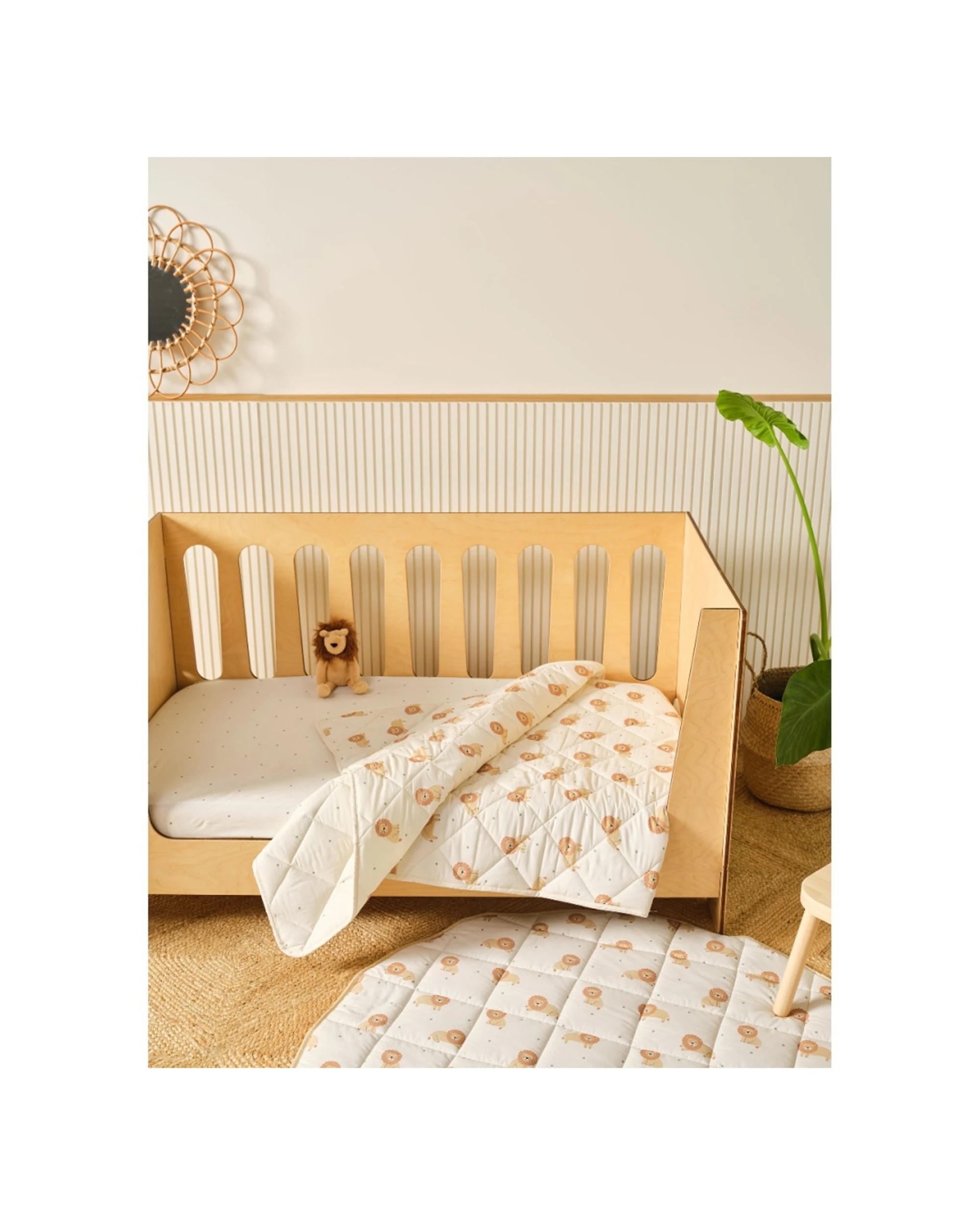 1 Linen House Kids Cat Nap Cot Coverlet Soft Quilted Cotton Nursery Bedding - White, 1 of 5