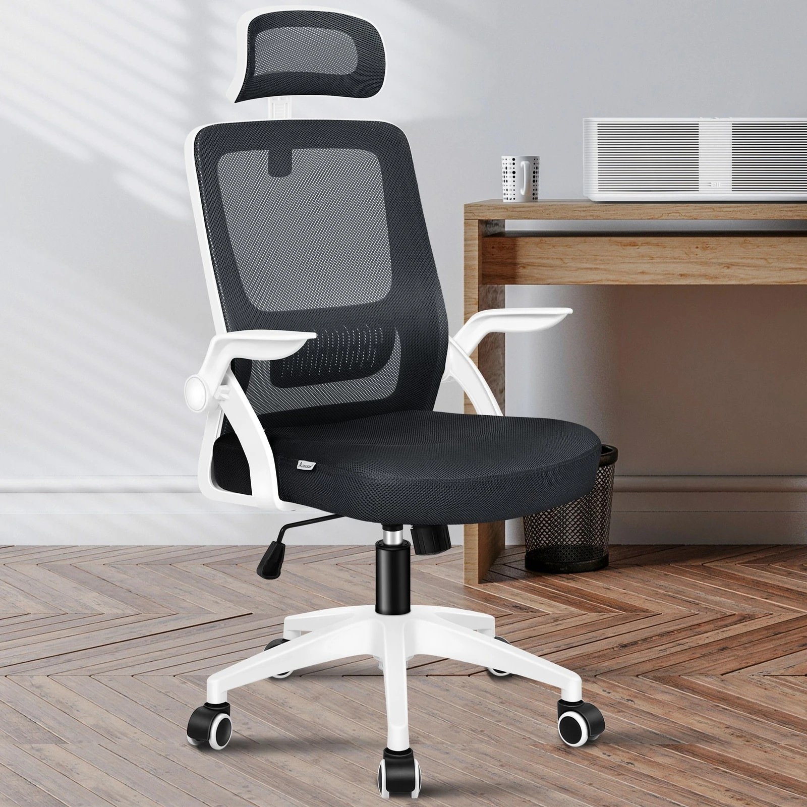 10 Alfordson Mesh Office Chair Executive Tilt Seat Gaming Racing Computer - White Black, 10 of 10