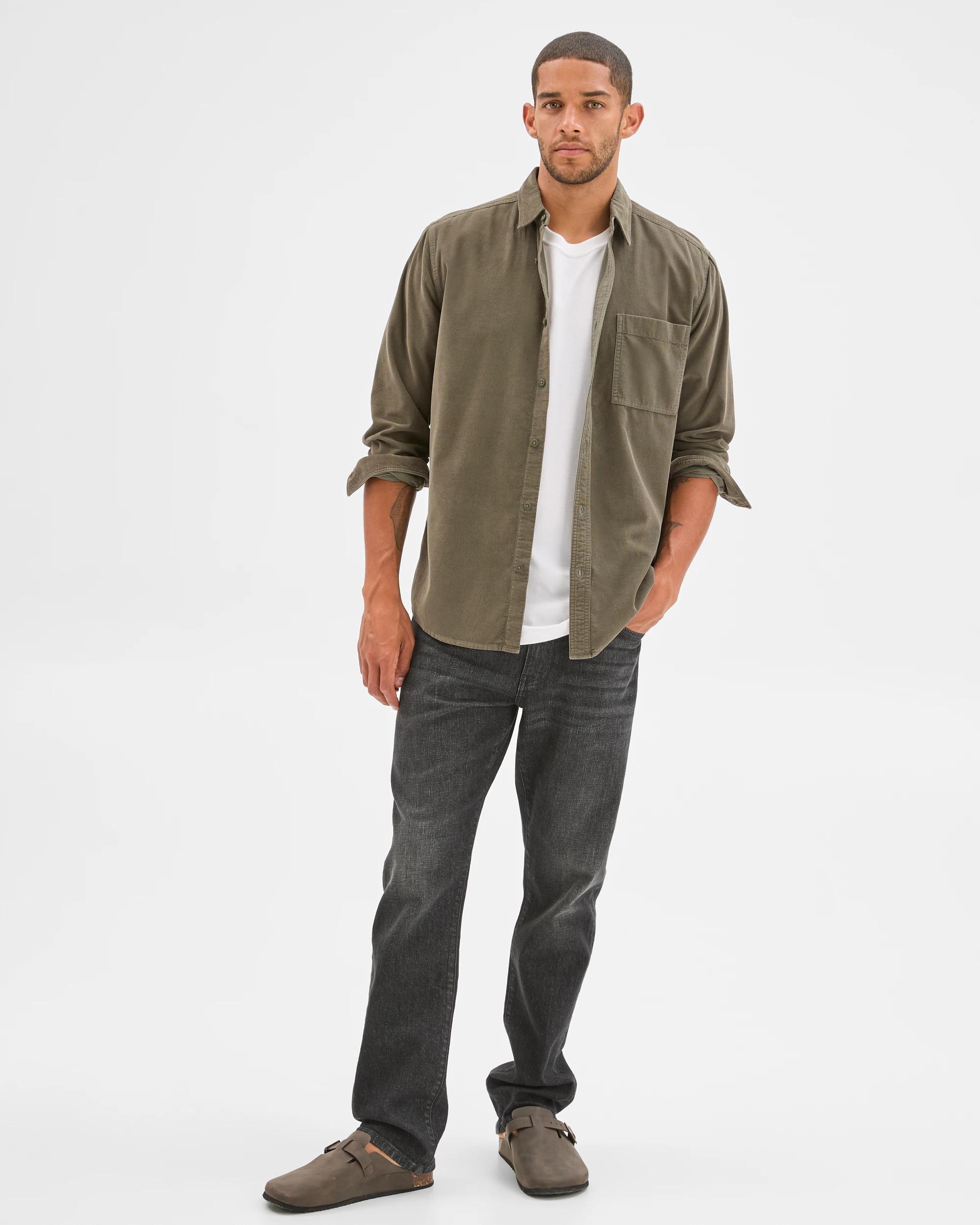 2 Target Man Australian Cotton Corduroy Shirt DARK OLIVE, 2 of 6