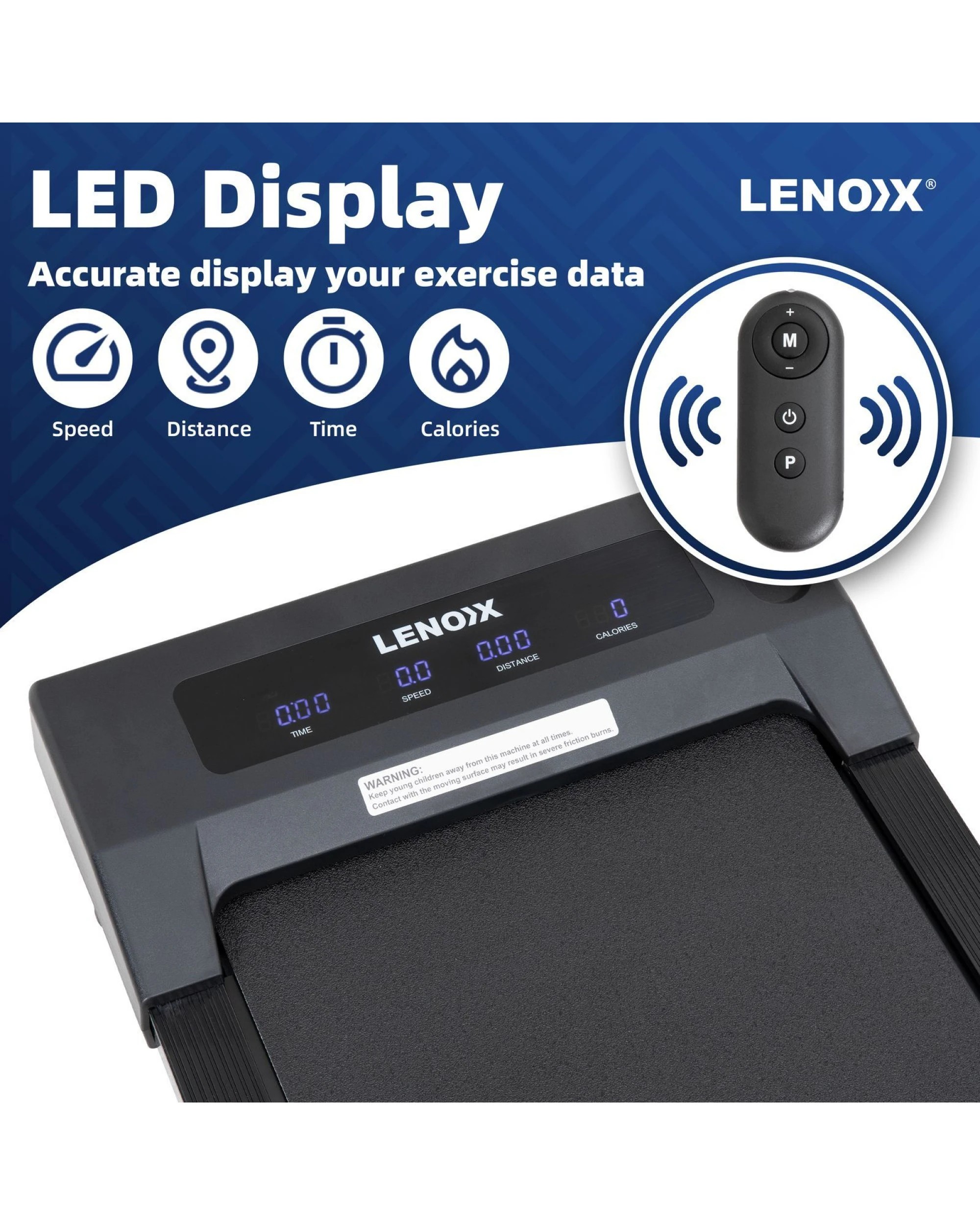8 Lenoxx 1.5 HP 52cm Electric Walking Pad Treadmill with Remote Control and Display Screen, 8 of 10