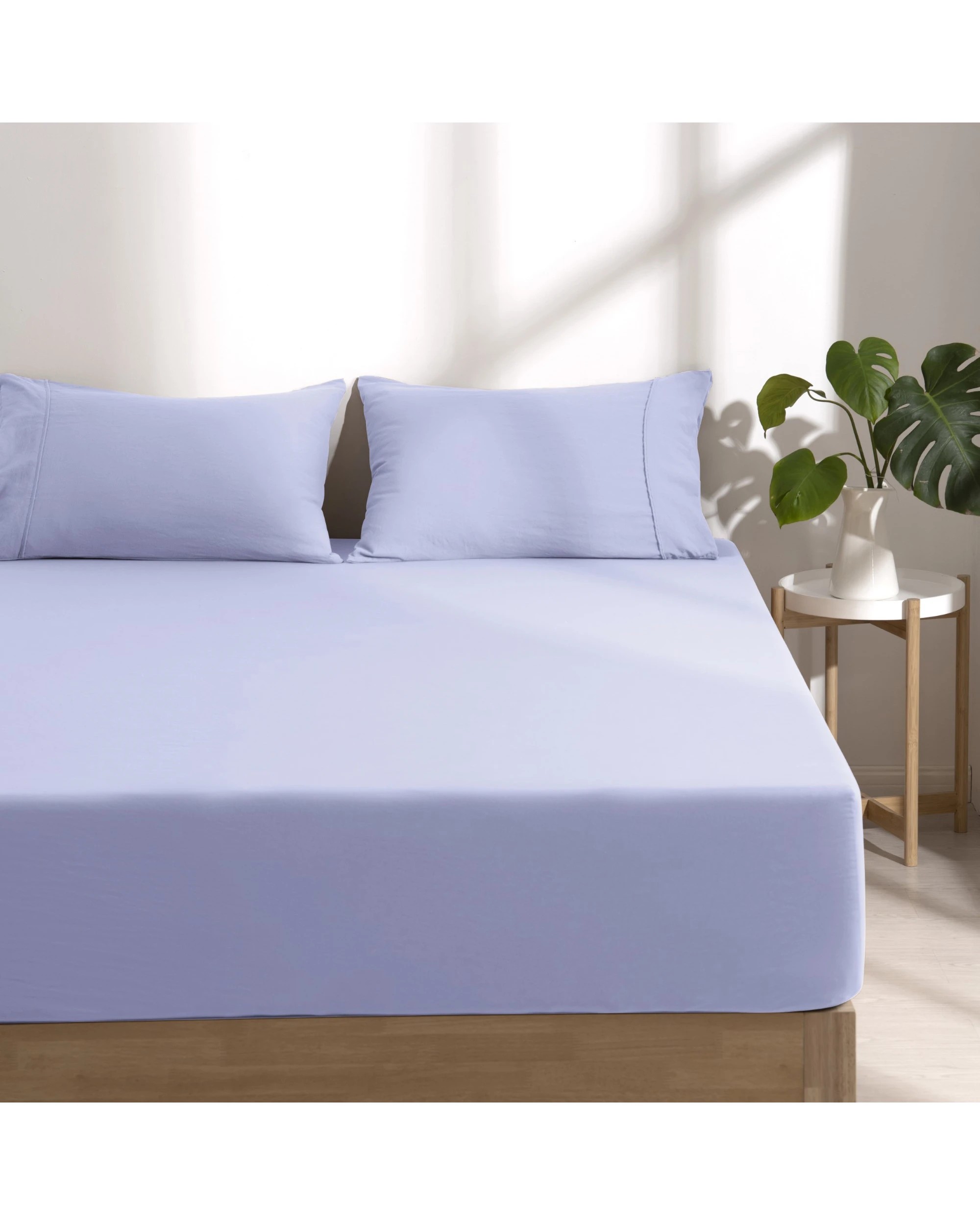 2 Dreamaker Superfine Washed Microfibre Combo Fitted Sheet Set - Queen Bed - Lilac, 2 of 8