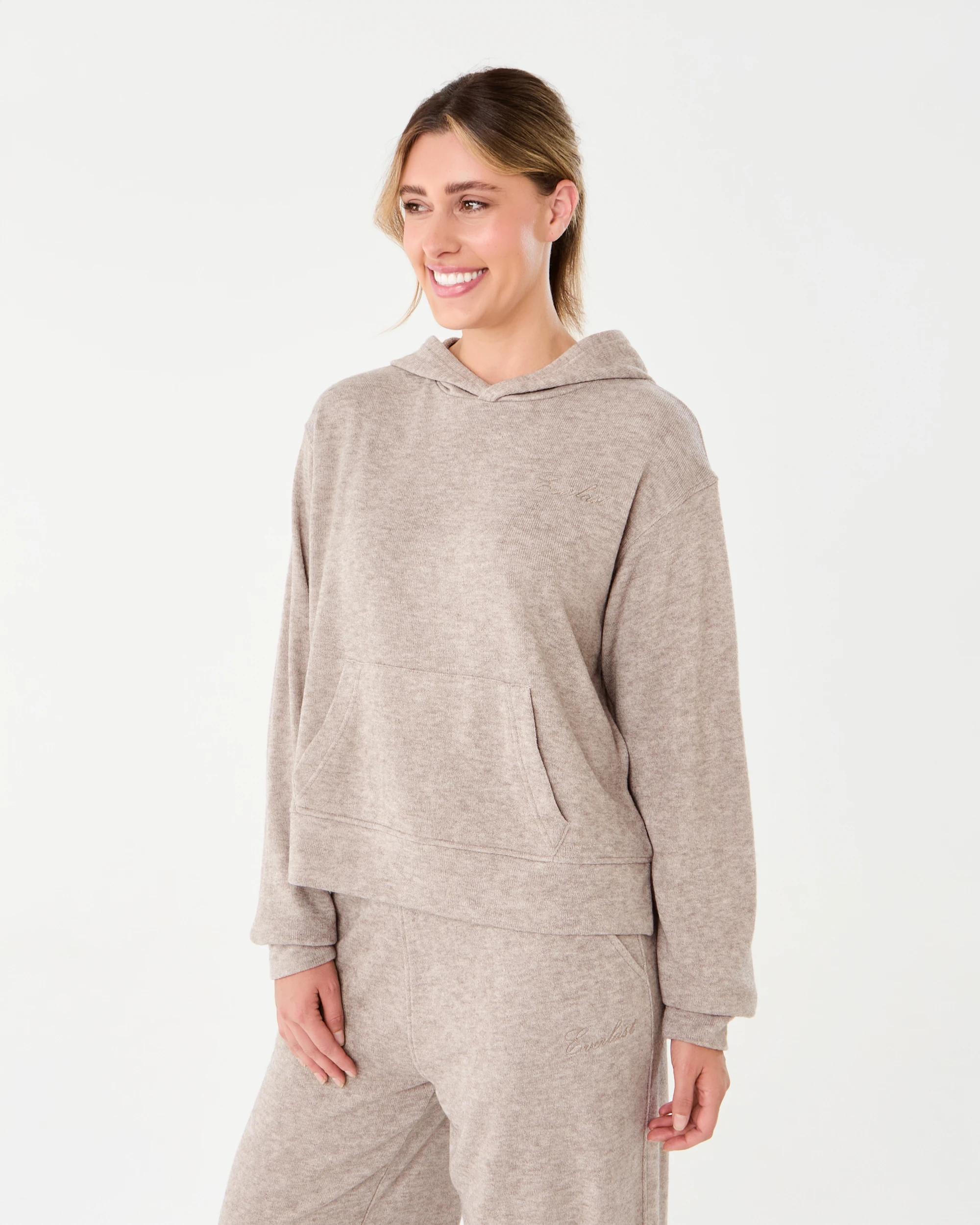 3 Everlast Womens Terry Towelling Hoodie Mushroom, 3 of 9