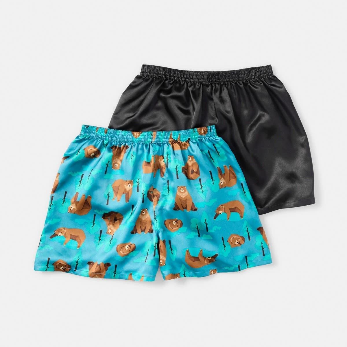 1 2 Pack Satin Boxers BEARFOREST, 1 of 6
