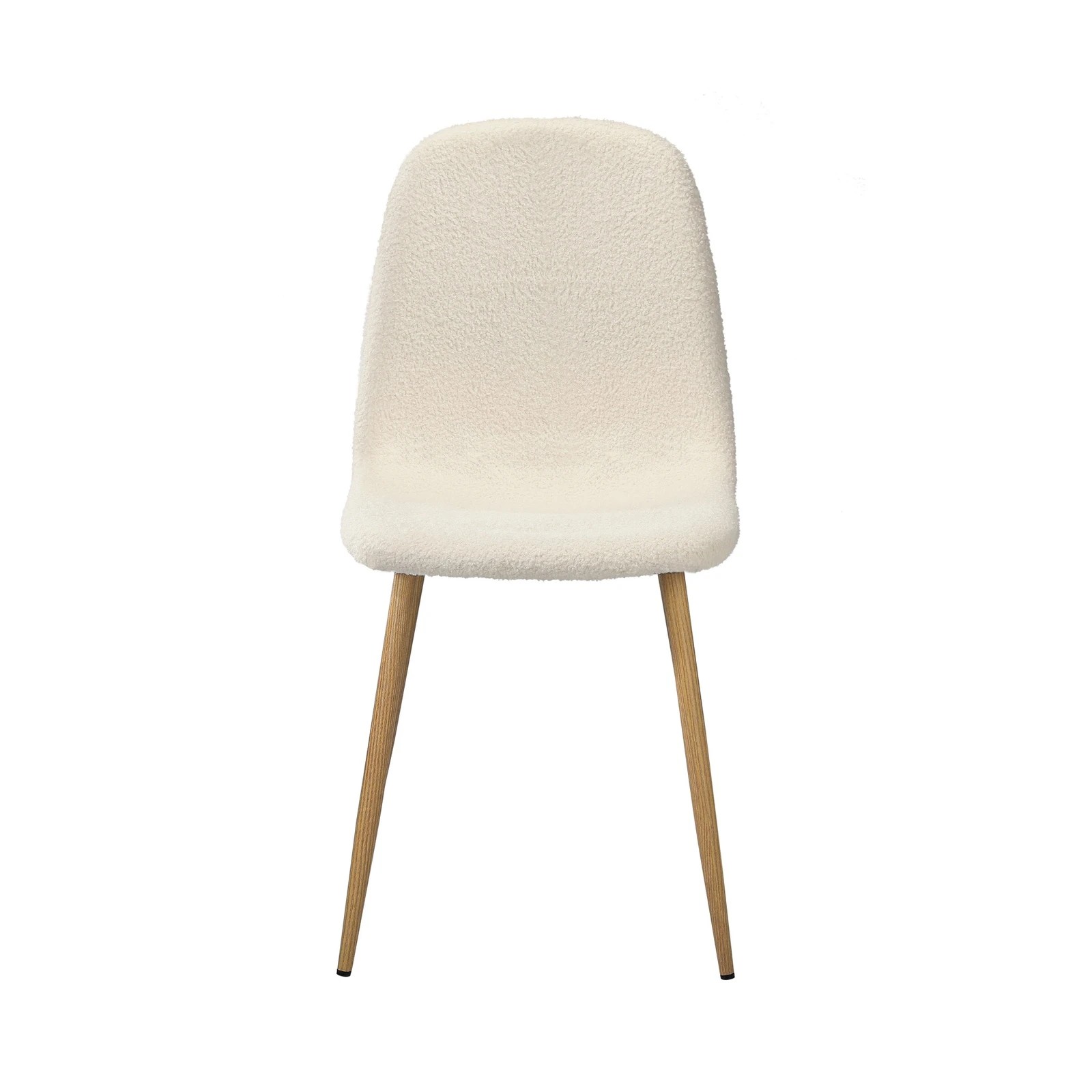 6 Oikiture 2x Sherpa Dining Chairs Kitchen Accent Chair Lounge Timber-look Legs
 - White, 6 of 10