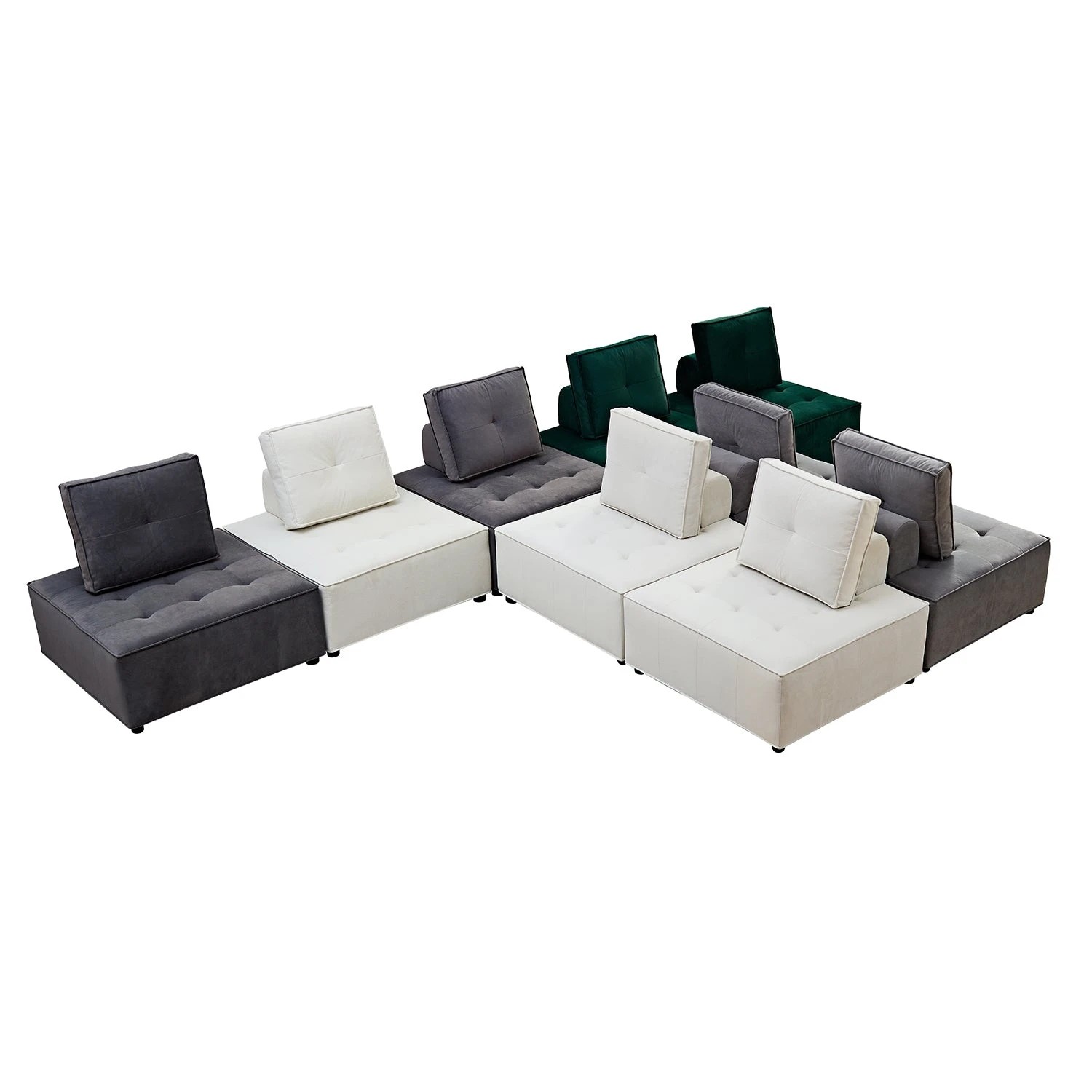 9 Foret 86cm Armless Seat Modular Extension Lounge Couch Velvet Sofa Light Grey, 9 of 9