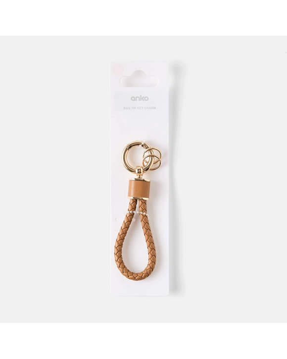 PU Loop Keyring - Gold Tone and Tan