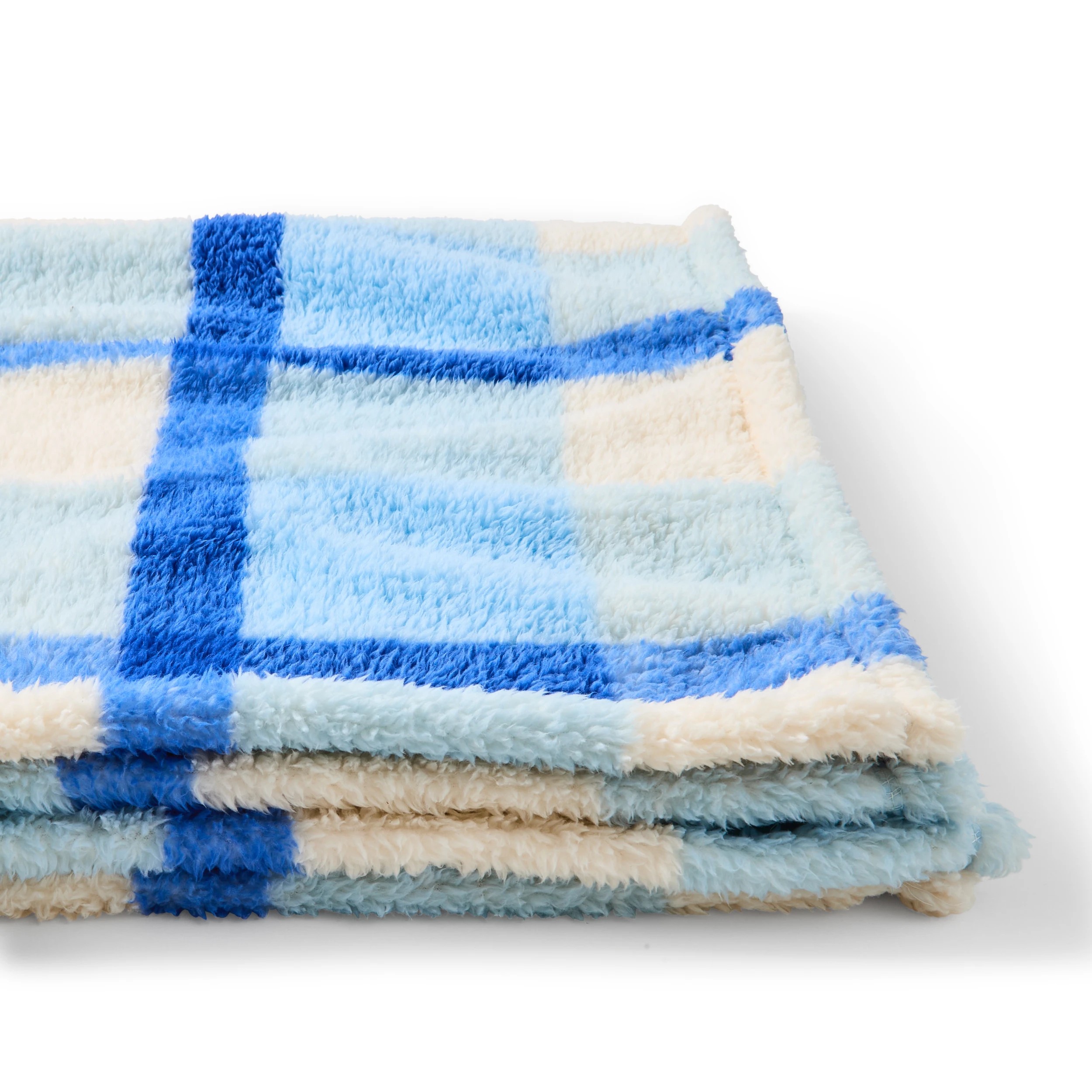6 Check Teddy Fleece Throw - Blue, 6 of 6
