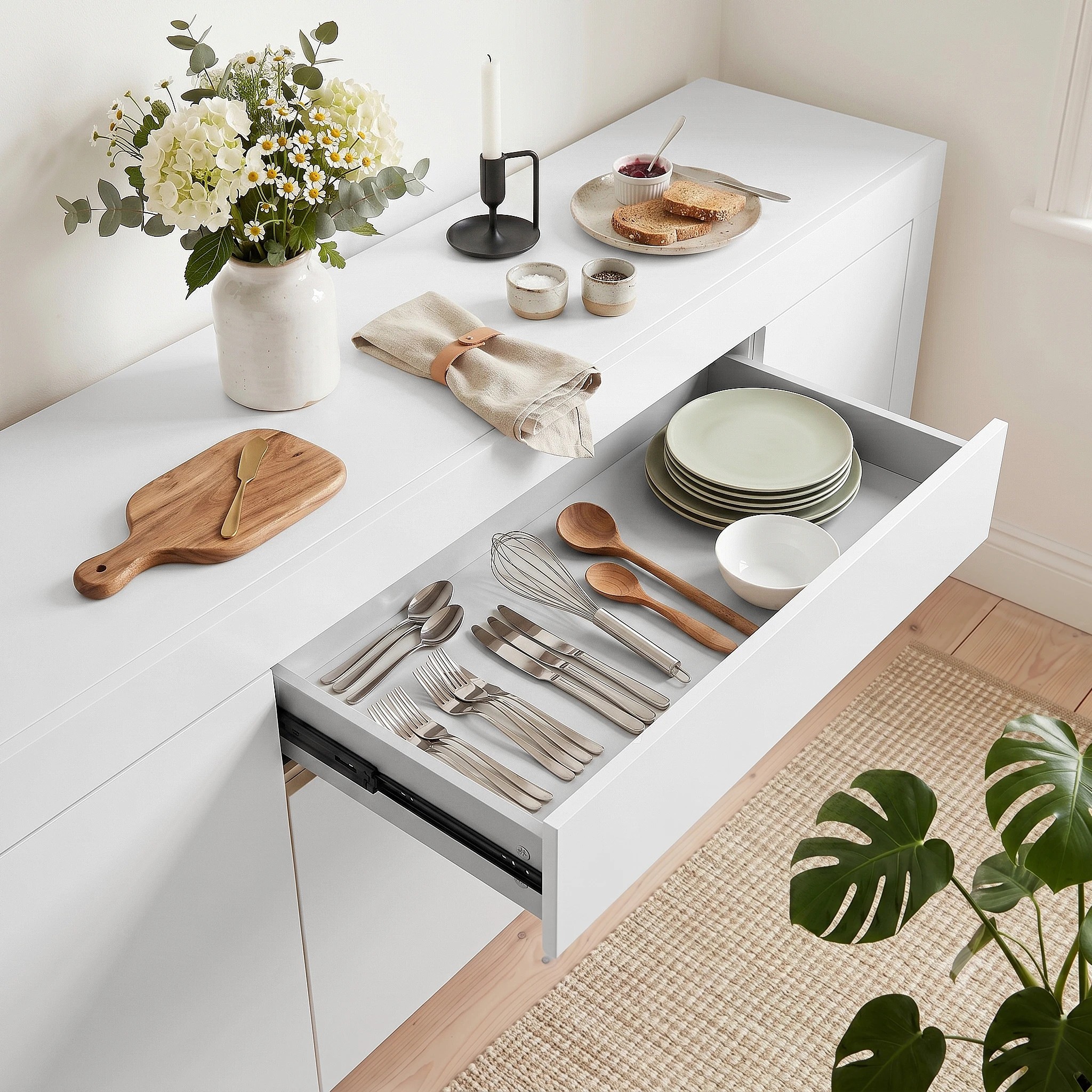 7 Artiss Buffet Unit Cabinet Sideboard 180CM - DANA - White - White, 7 of 9