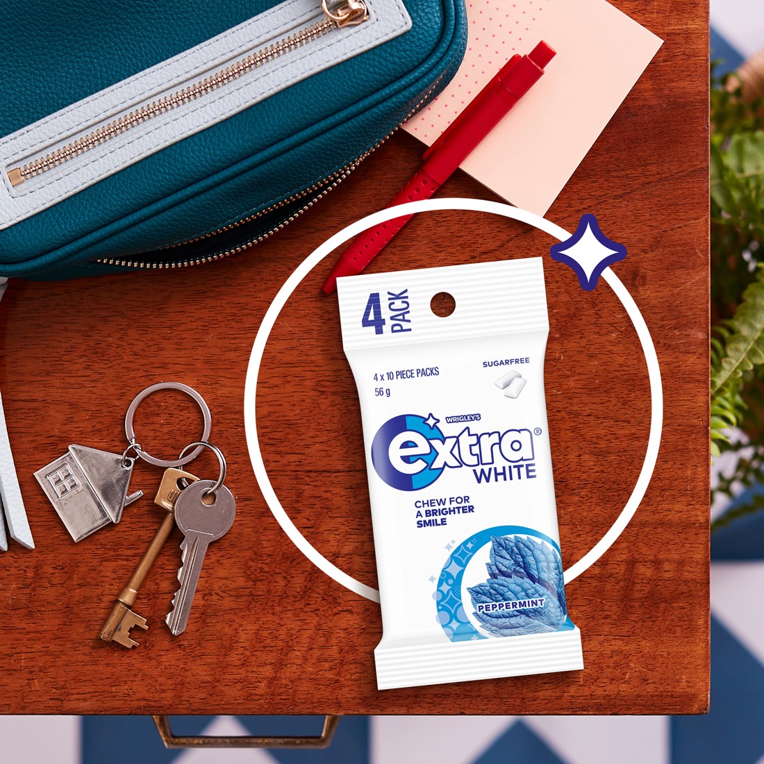 4 4 Pack Wrigley's Extra White Peppermint Gum 56g, 4 of 5
