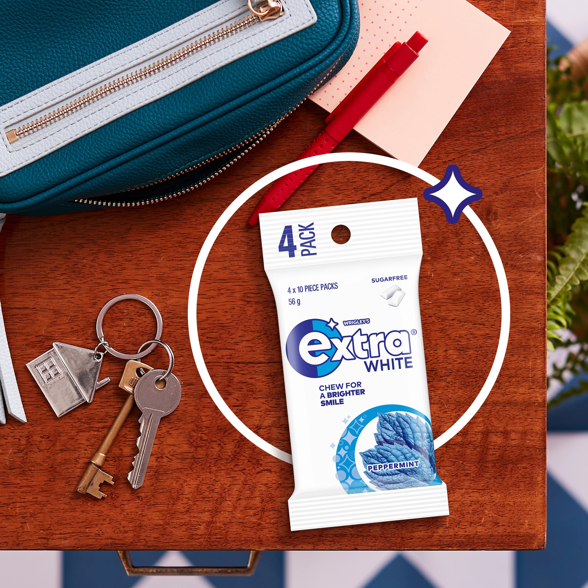 4 4 Pack Wrigley's Extra White Peppermint Gum 56g, 4 of 5