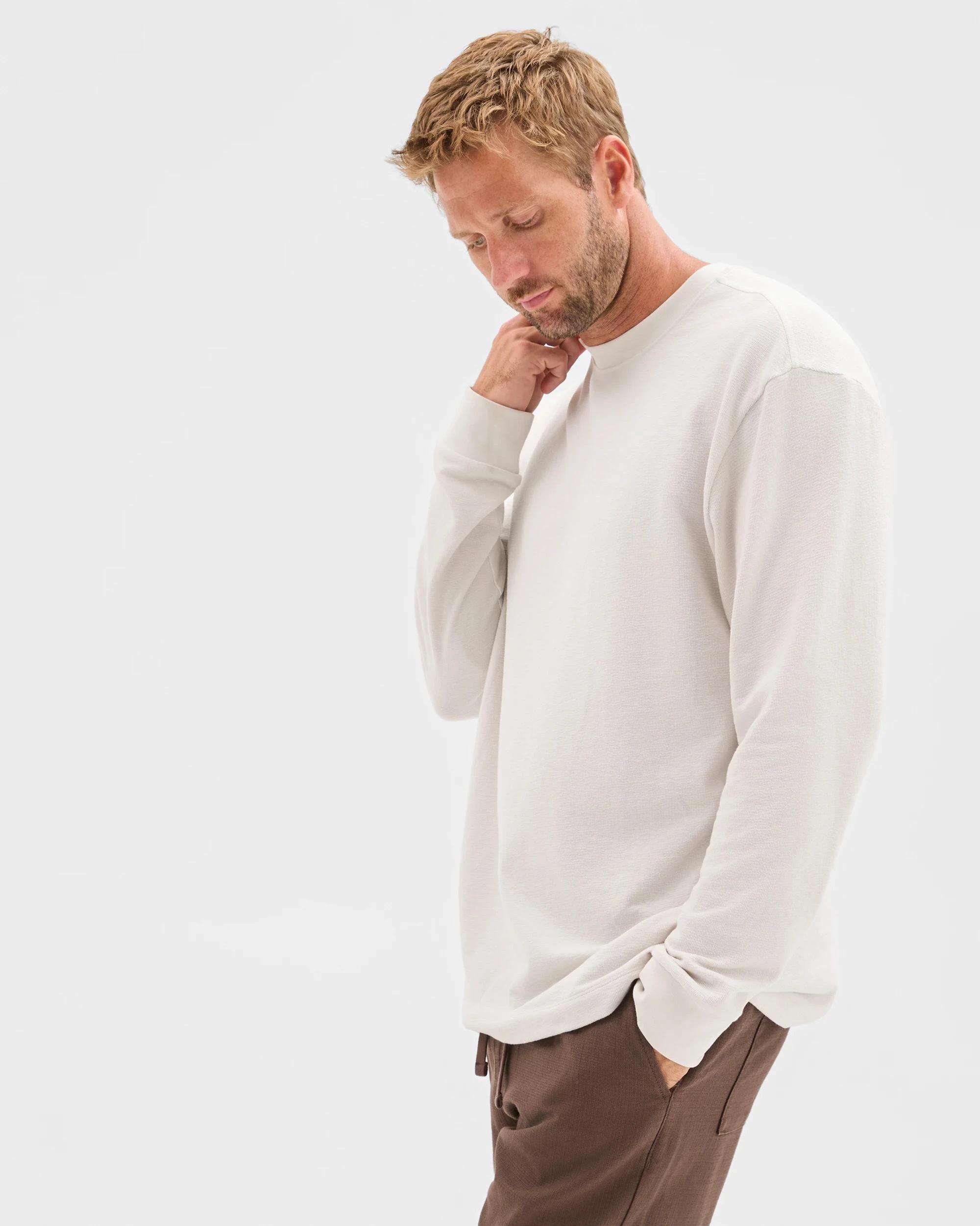 3 Target Australian Cotton Blend Long Sleeve Textured T-Shirt LIGHT GREY, 3 of 5