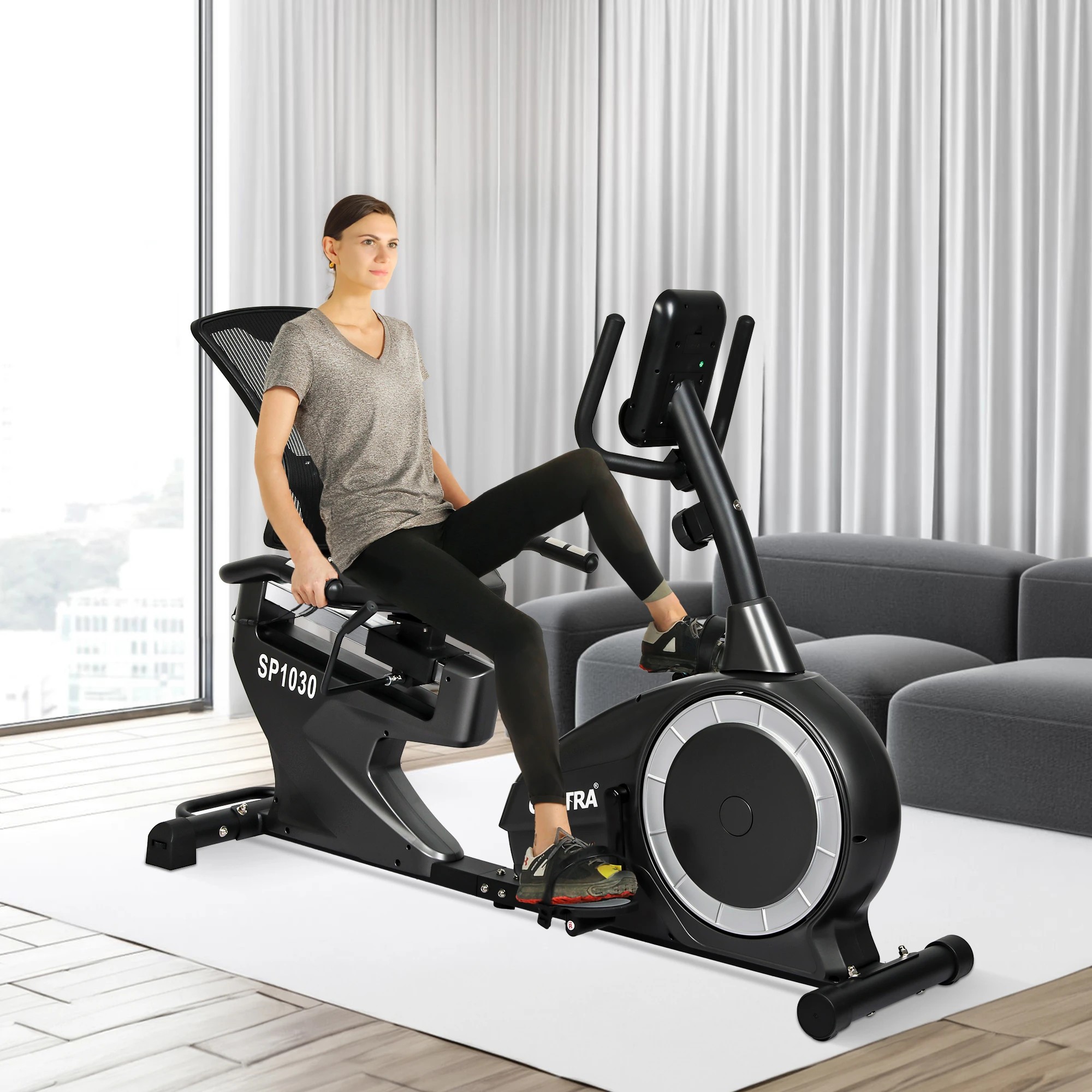 7 Centra Recumbent Magnetic Exercise Bike Fitness Trainer Cycle Gym Equipment, 7 of 9