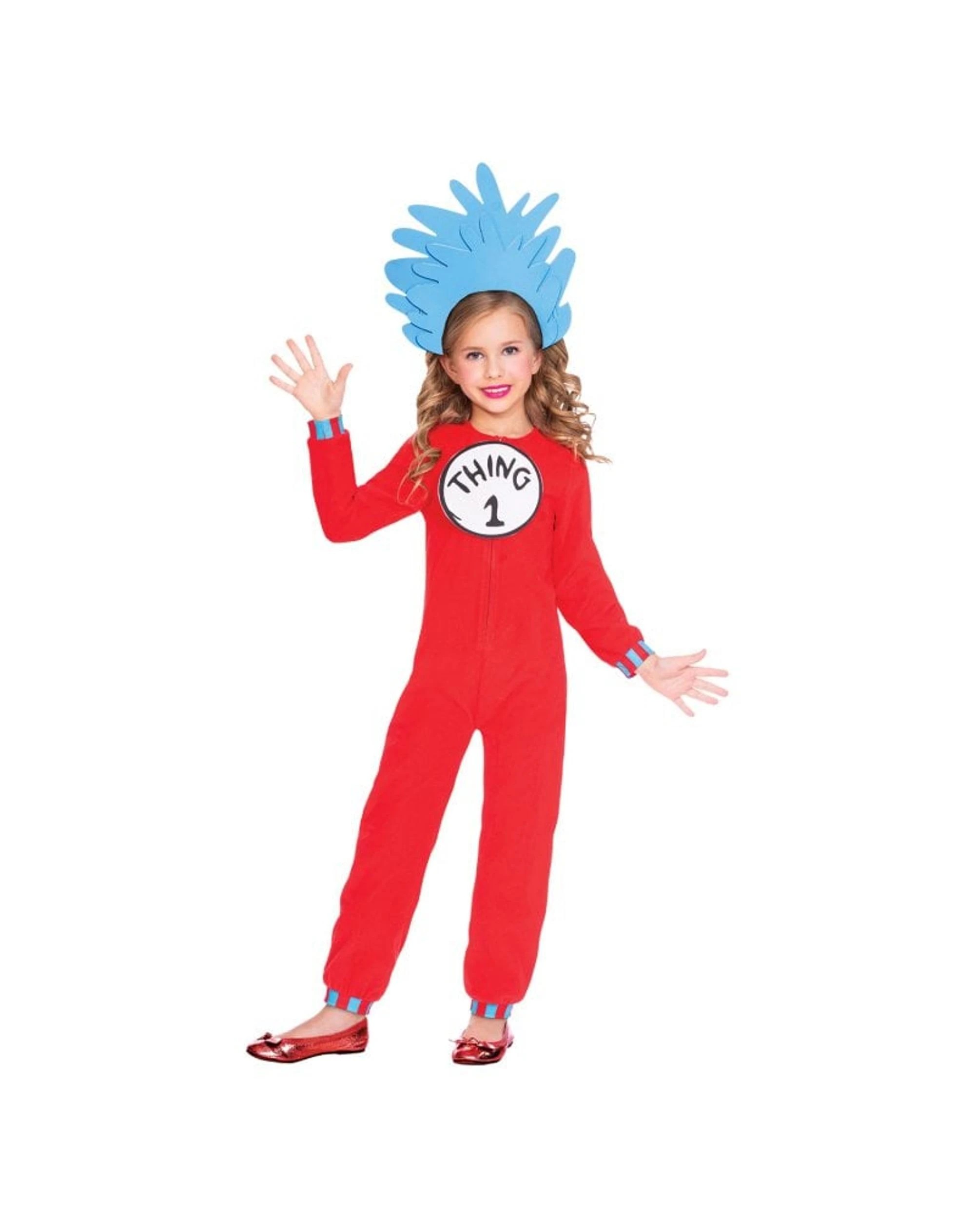 1 Dr Seuss Thing 1 and Thing 2 Jumpsuit Child Costume Size 6-8 Years, 1 of 2