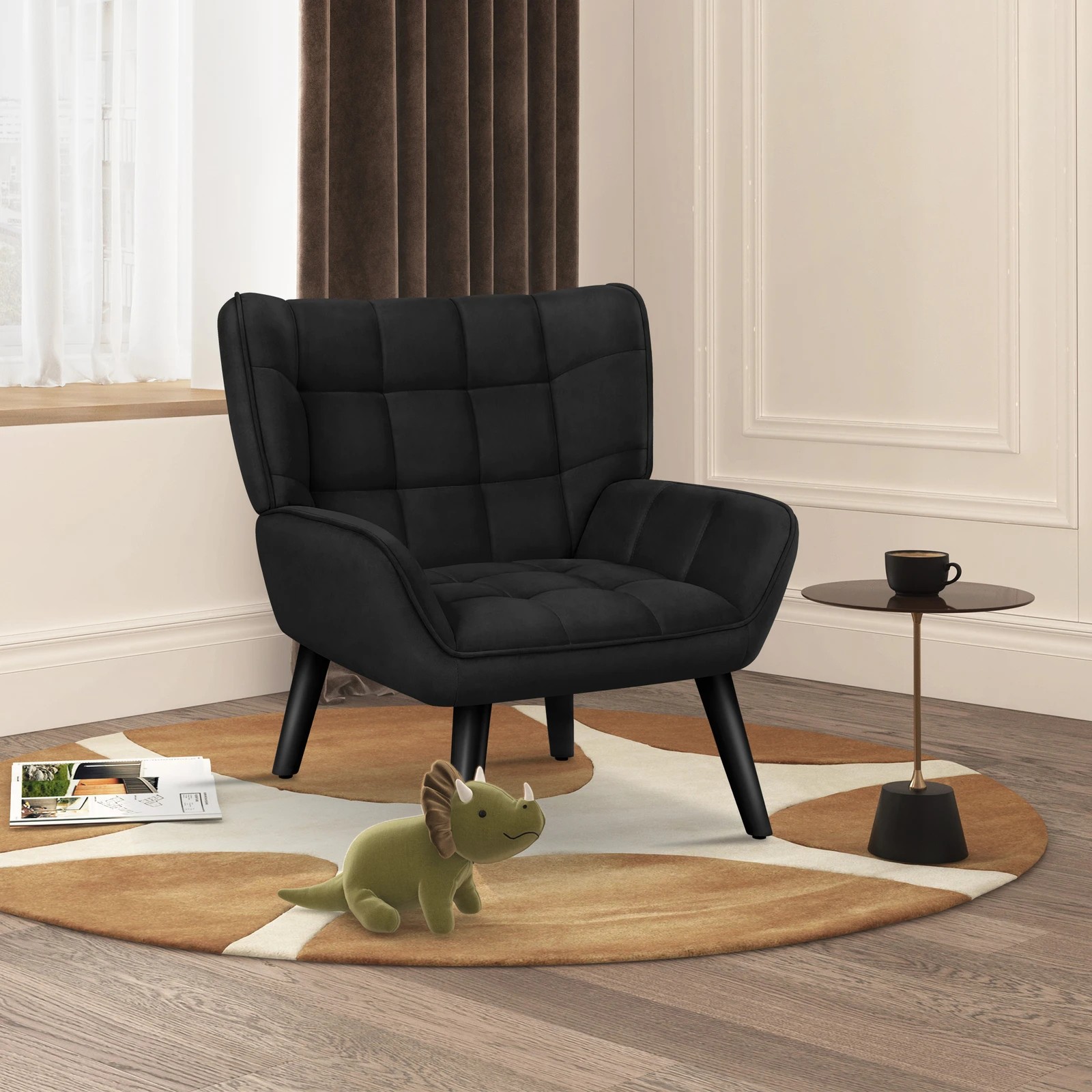 5 Alfordson Armchair Accent Chair Upholstered Lounge Sofa Tub Couch Velvet - Black, 5 of 9