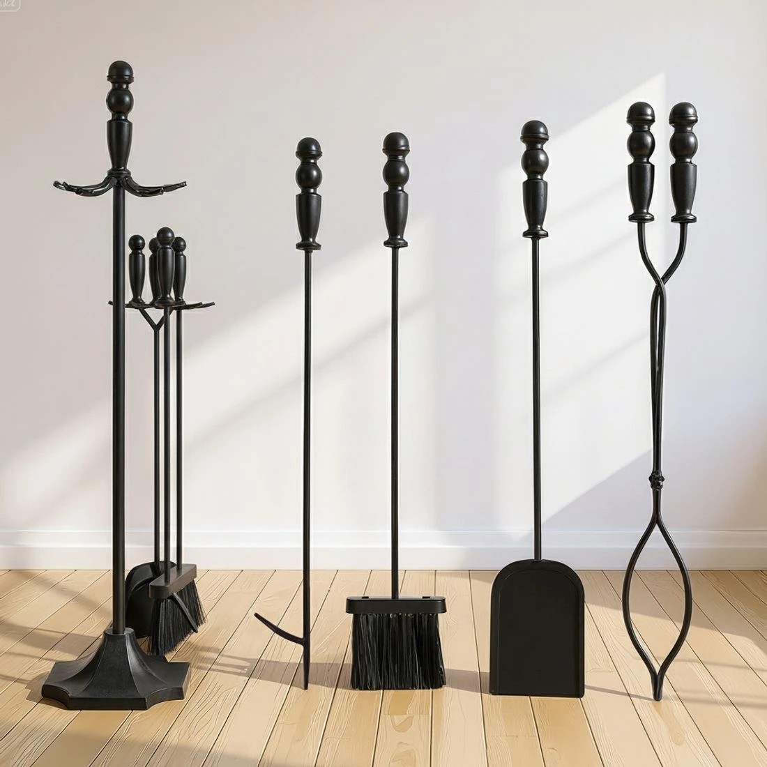 4 Grillz 5Pcs Fireplace Tools Set Fire Tools for Indoor Outdoor - Black, 4 of 8