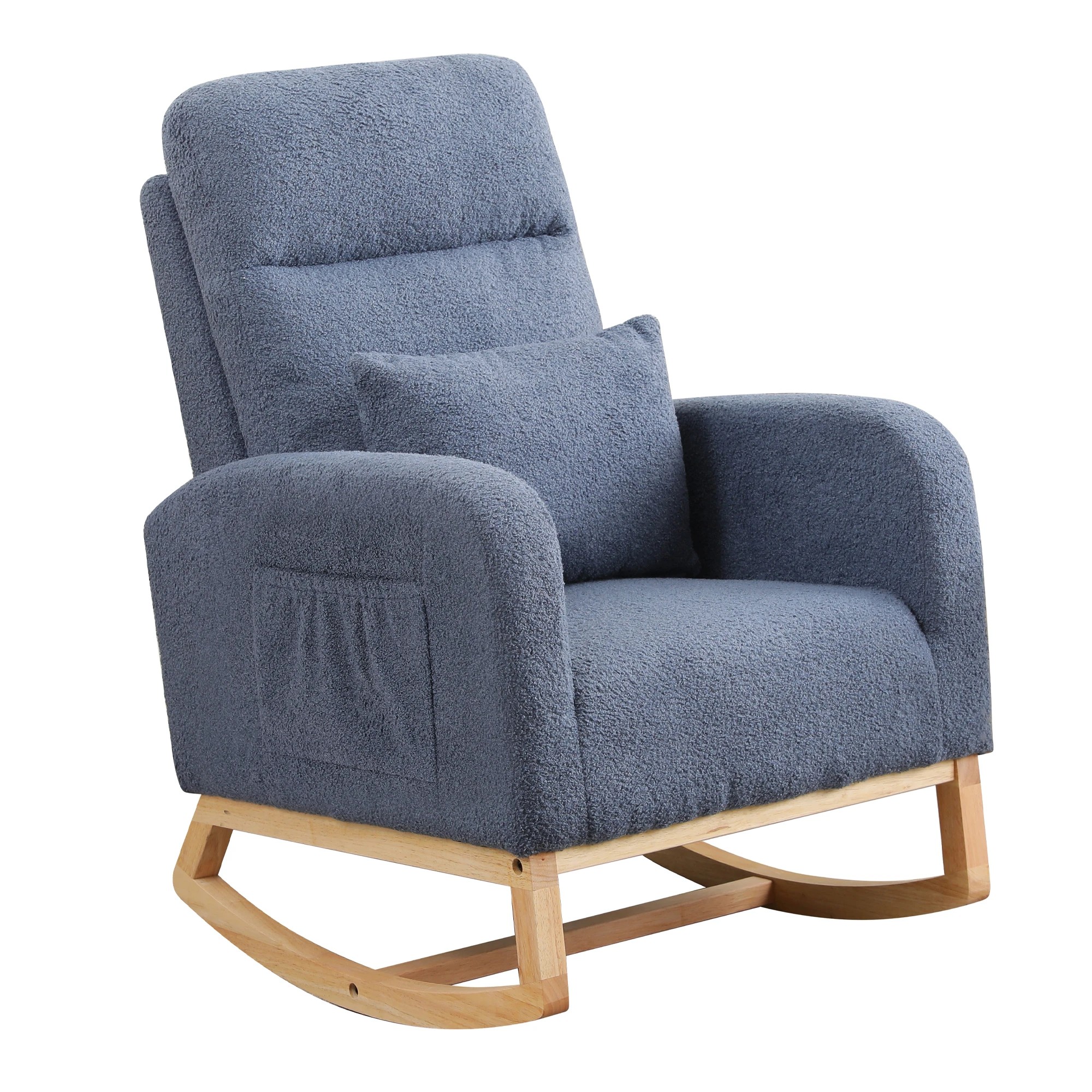 2 Levede Rocking Chair Blue With Cushion & Stool, 2 of 7
