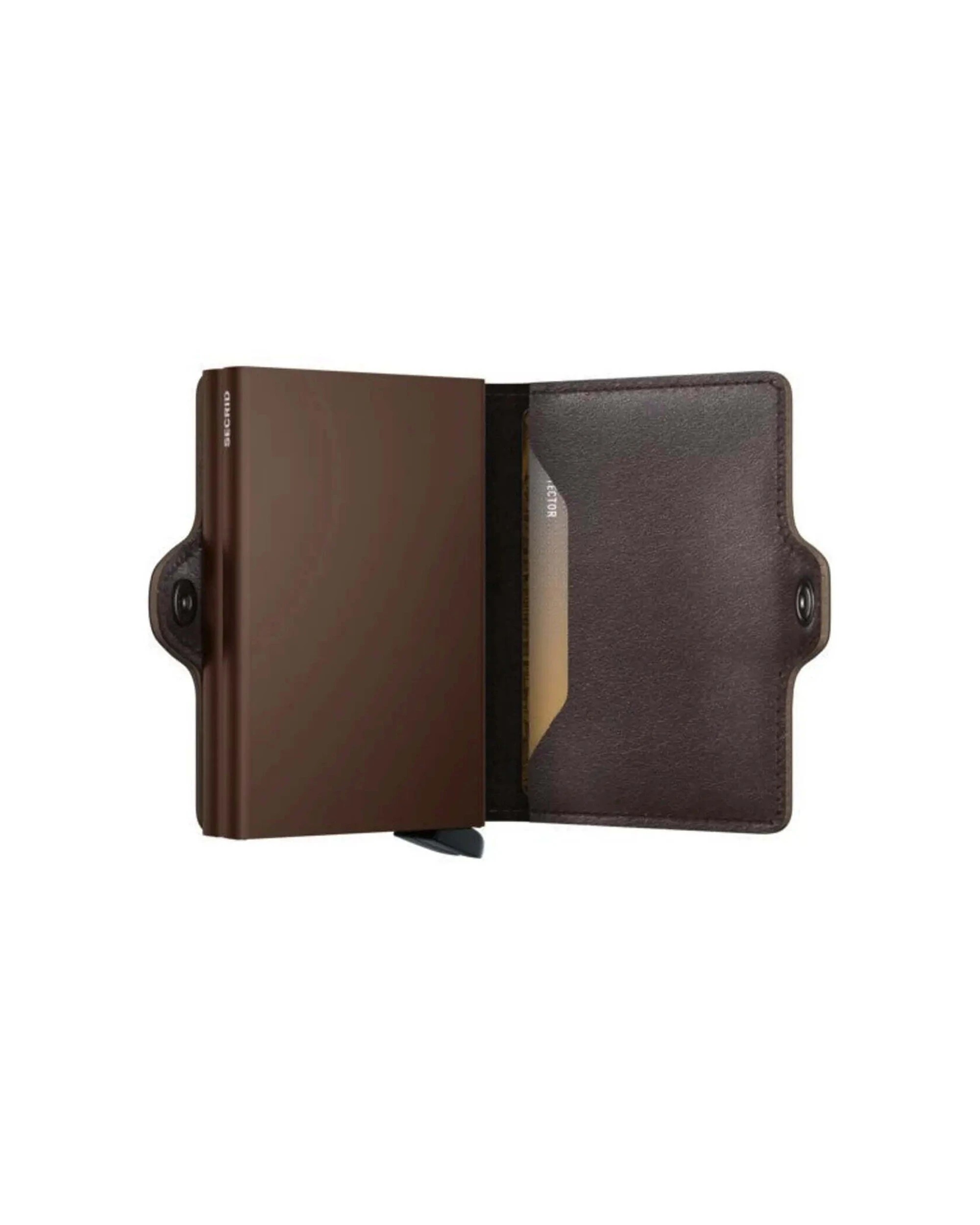 3 Secrid Twinwallet Compact RFID Wallet Original Chocolate Aluminium Leather - Brown, 3 of 5