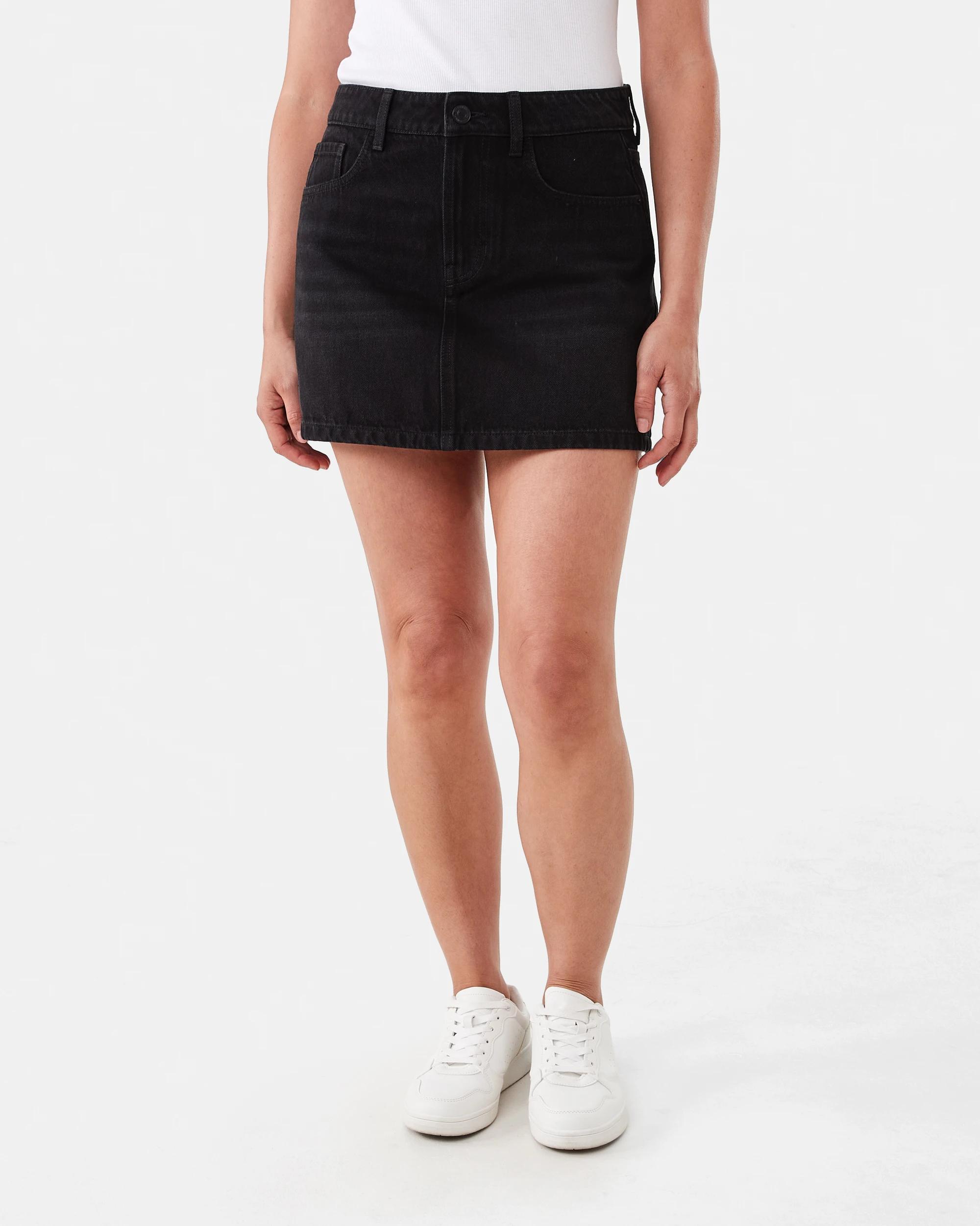 7 Denim A-Line Mini Skirt Black Wash, 7 of 7
