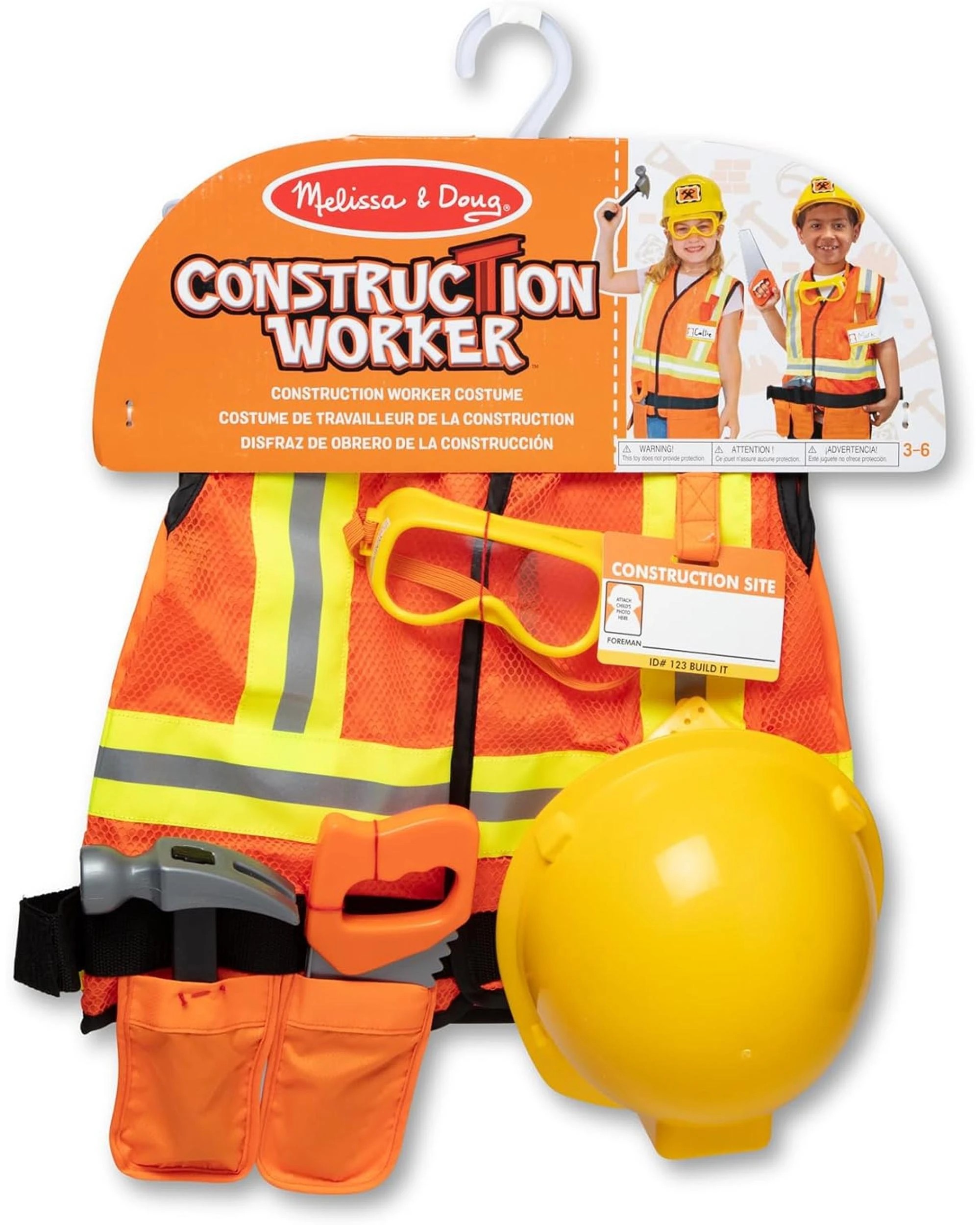 1 Melissa and Doug Construction Worker Costume Set 3 Pack, 1 of 6