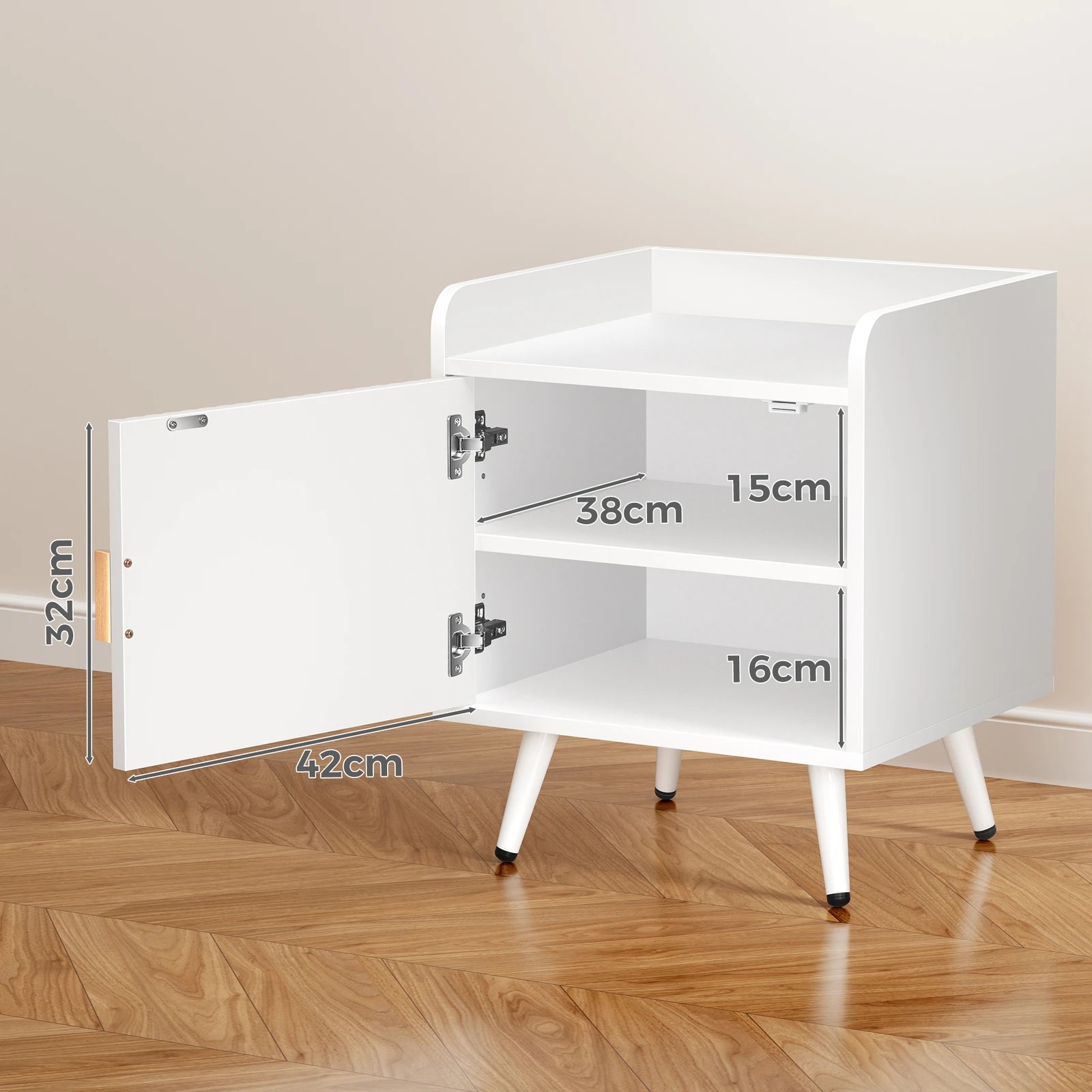 5 Alfordson Bedside Table Cabinet Nightstand Side Storage - White, 5 of 10