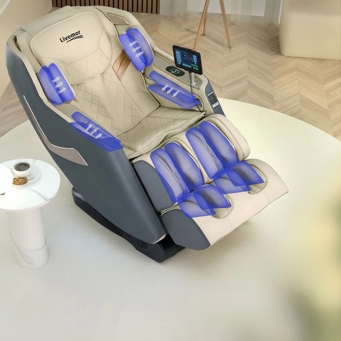 4 Livemor Massage Chair Electric Recliner Home Massager 3D Opal - Grey, 4 of 6