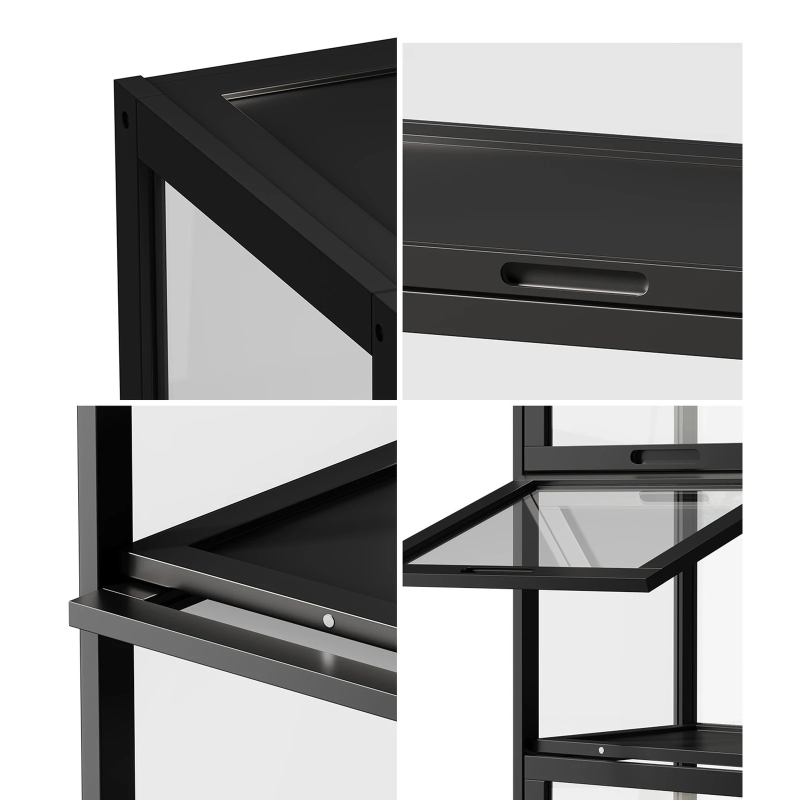 5 Oikiture Display Cabinet Storage 5-Tier Shelves Bookcase Clear Stand Rack - Black, 5 of 8