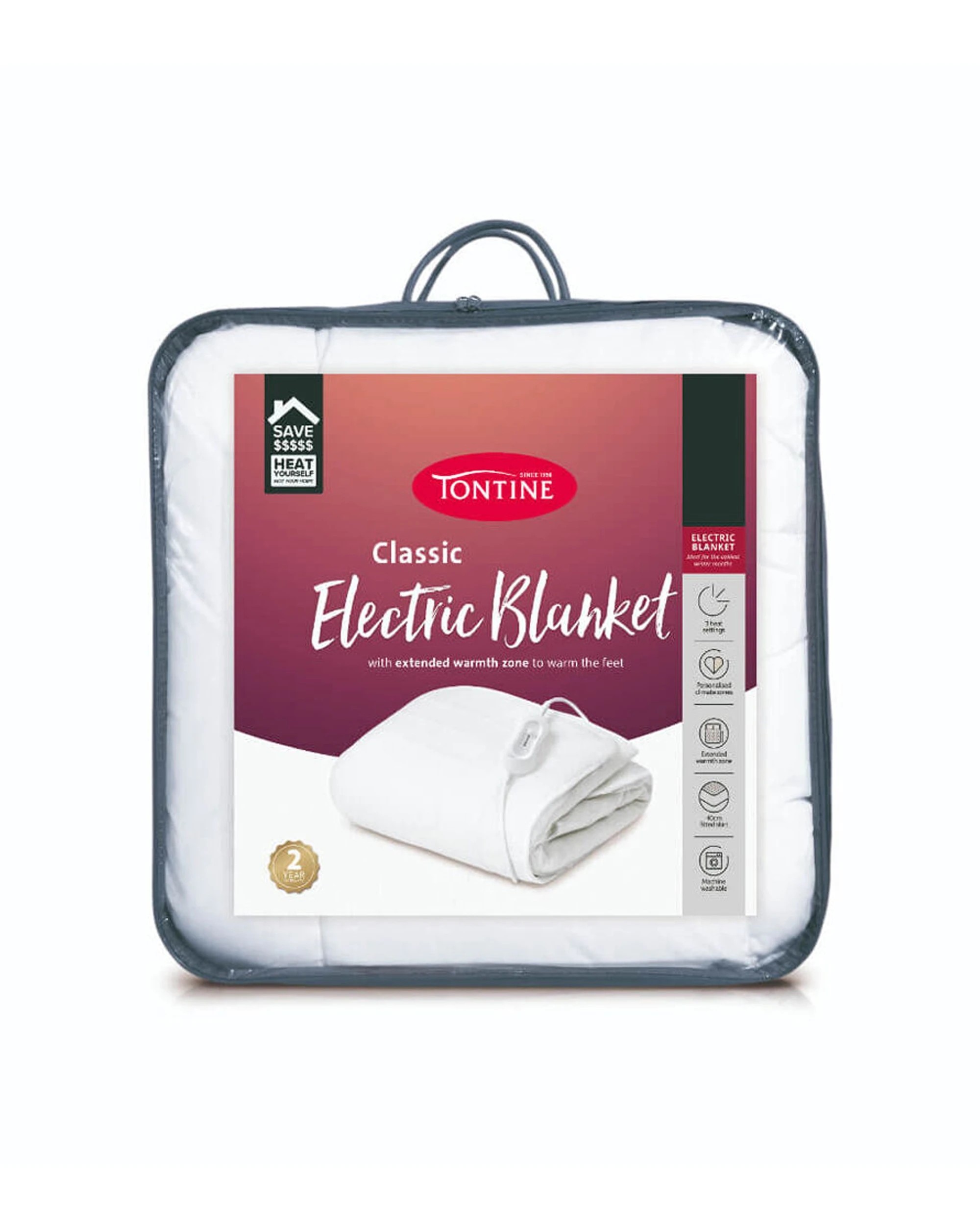 1 Tontine Queen Classic Electric Blanket Bed Warmer - White, 1 of 1
