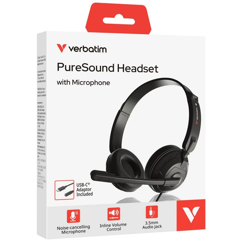 7 Verbatim PureSound Noise-Cancelling Headset Black, 7 of 9