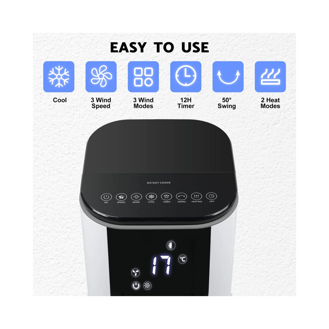 3 Advwin Air Cooler & Heater Fan, 4-in-1 Portable Oscillating Fan, With 3.5l Tank, Humidifier, 12h Timer For Home, Office, 3 of 7