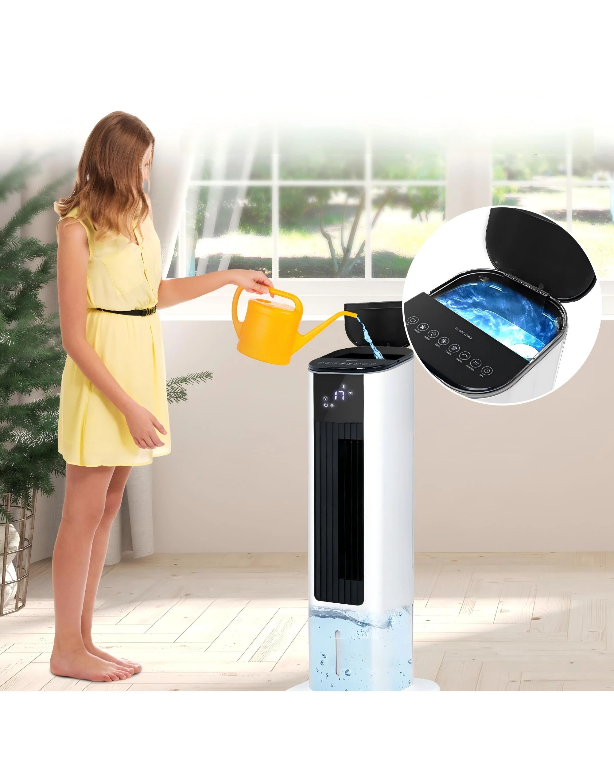 7 Advwin Air Cooler & Heater Fan, 4-in-1 Portable Oscillating Fan, With 3.5l Tank, Humidifier, 12h Timer For Home, Office, 7 of 7