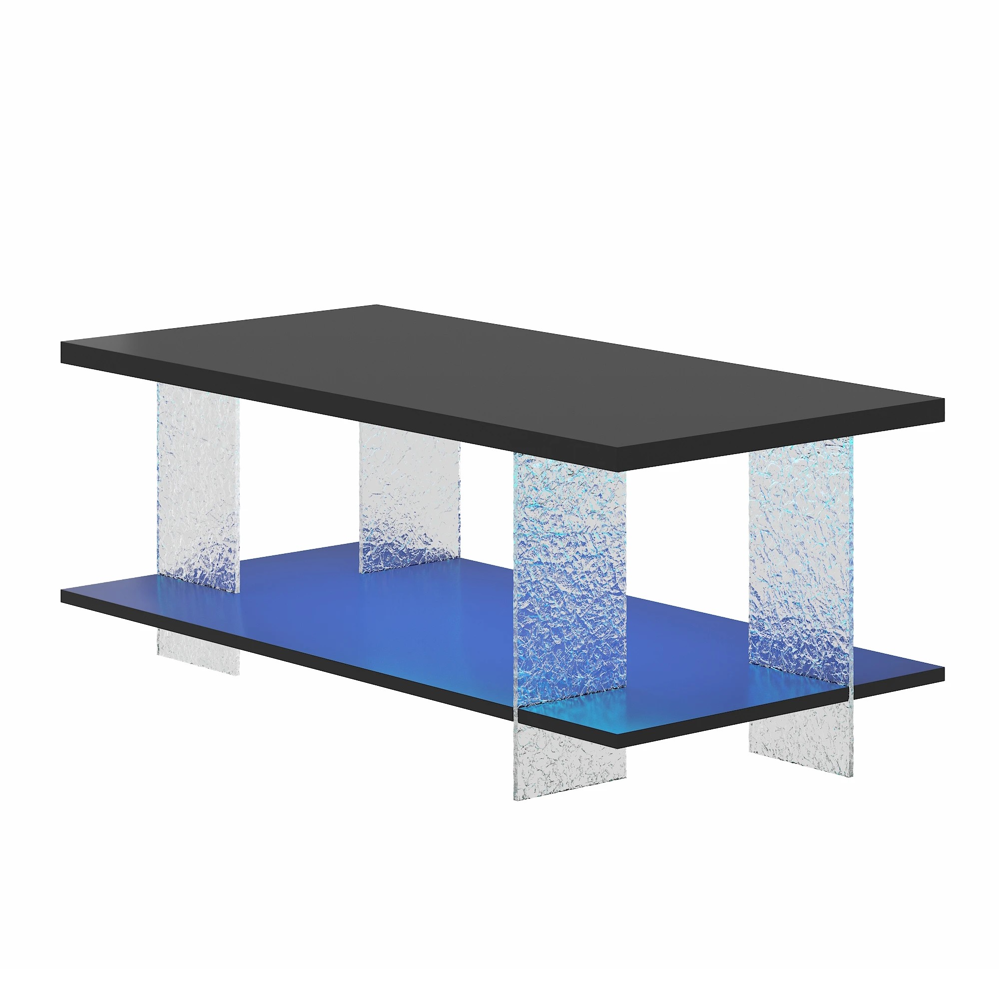 8 Advwin 95cm LED Coffee Table w/ Acrylic Frame & Open Display Shelf - Black, 8 of 8