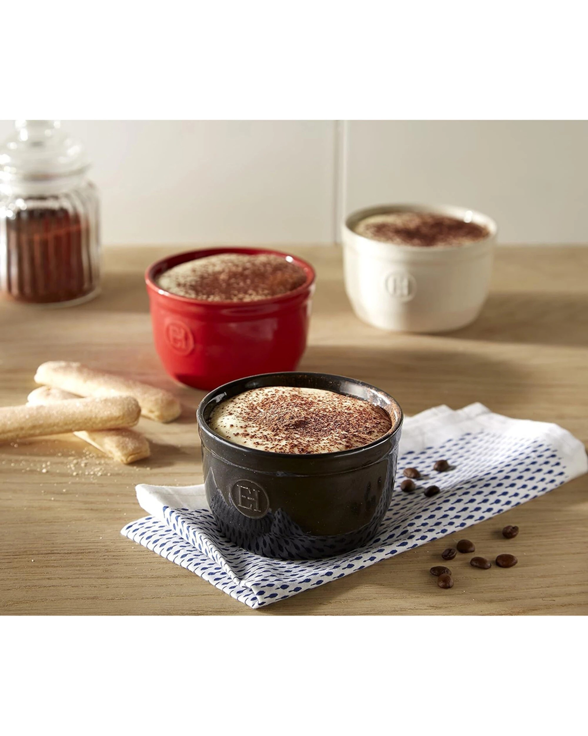 3 Emile Henry 2pc Ceramic Ramekin Set Dessert Dish 10cm - Charcoal, 3 of 5