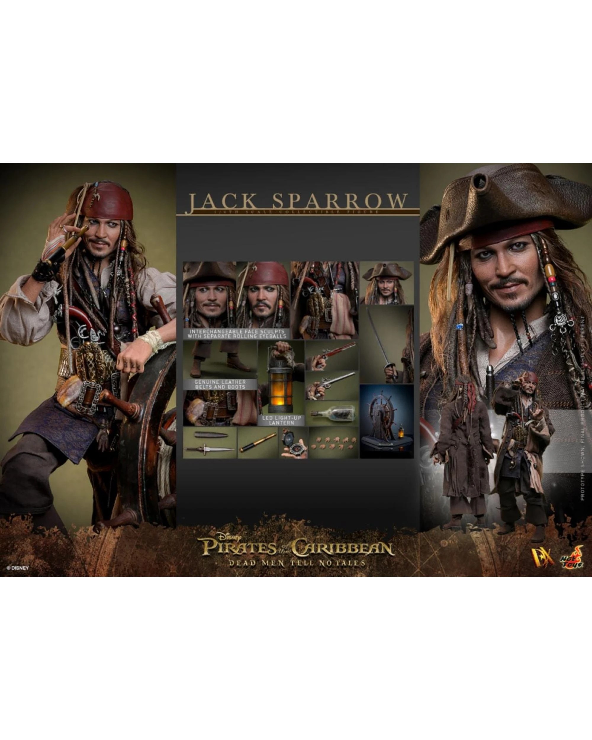 4 Hot Toys Pirates of the Caribbean Dead Men Tell No Tales Jack Sparrow 1:6 Scale Collectible Figure, 4 of 4
