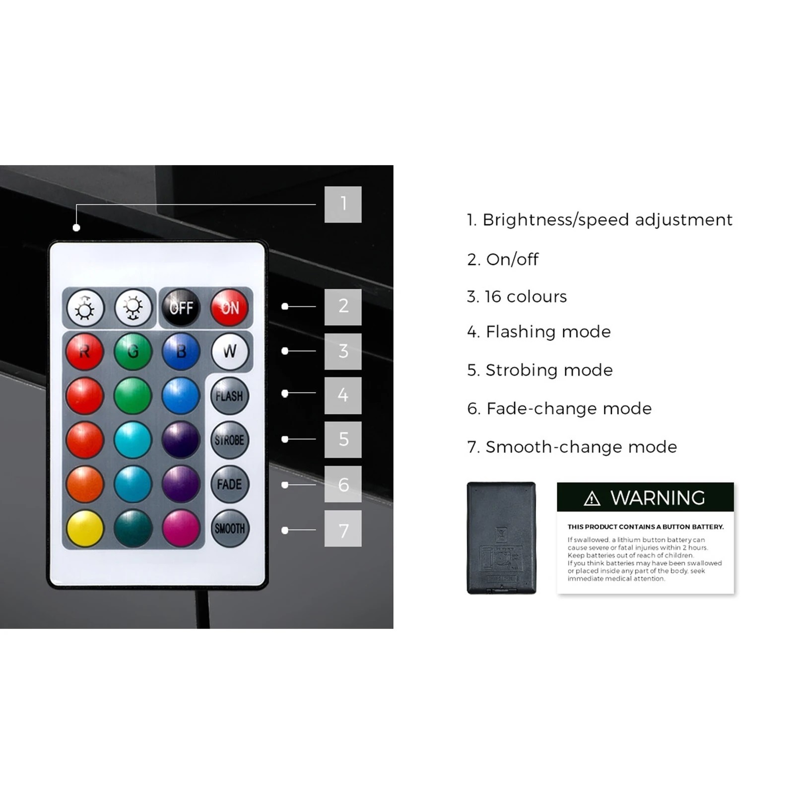 5 Oikiture Entertainment Unit Tv Cabinet Led Rgb Gloss 180cm
 - Black, 5 of 10